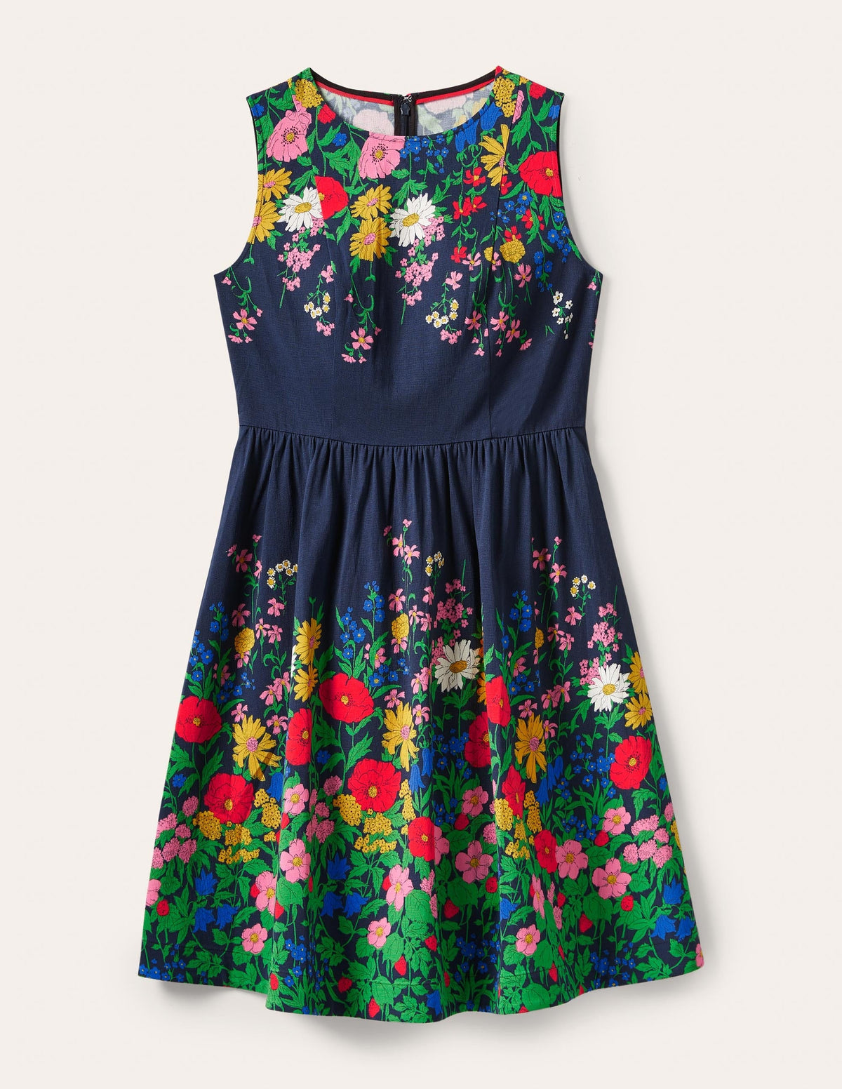 Tara Fit-and-Flare Dress-Navy, Botanical Terrace - Image 5
