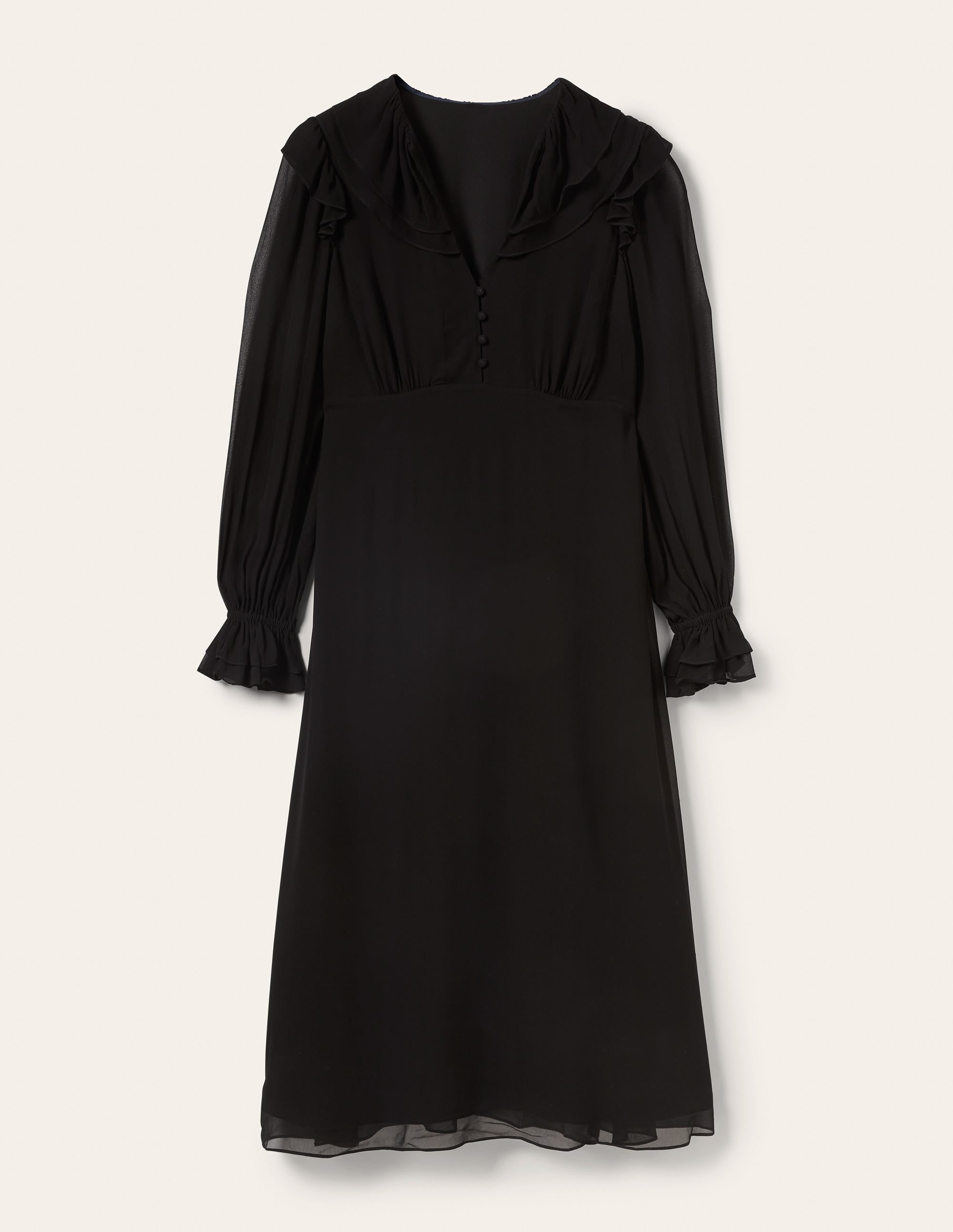 Lara Ruffle Detail Midi Dress-Black - Image 6