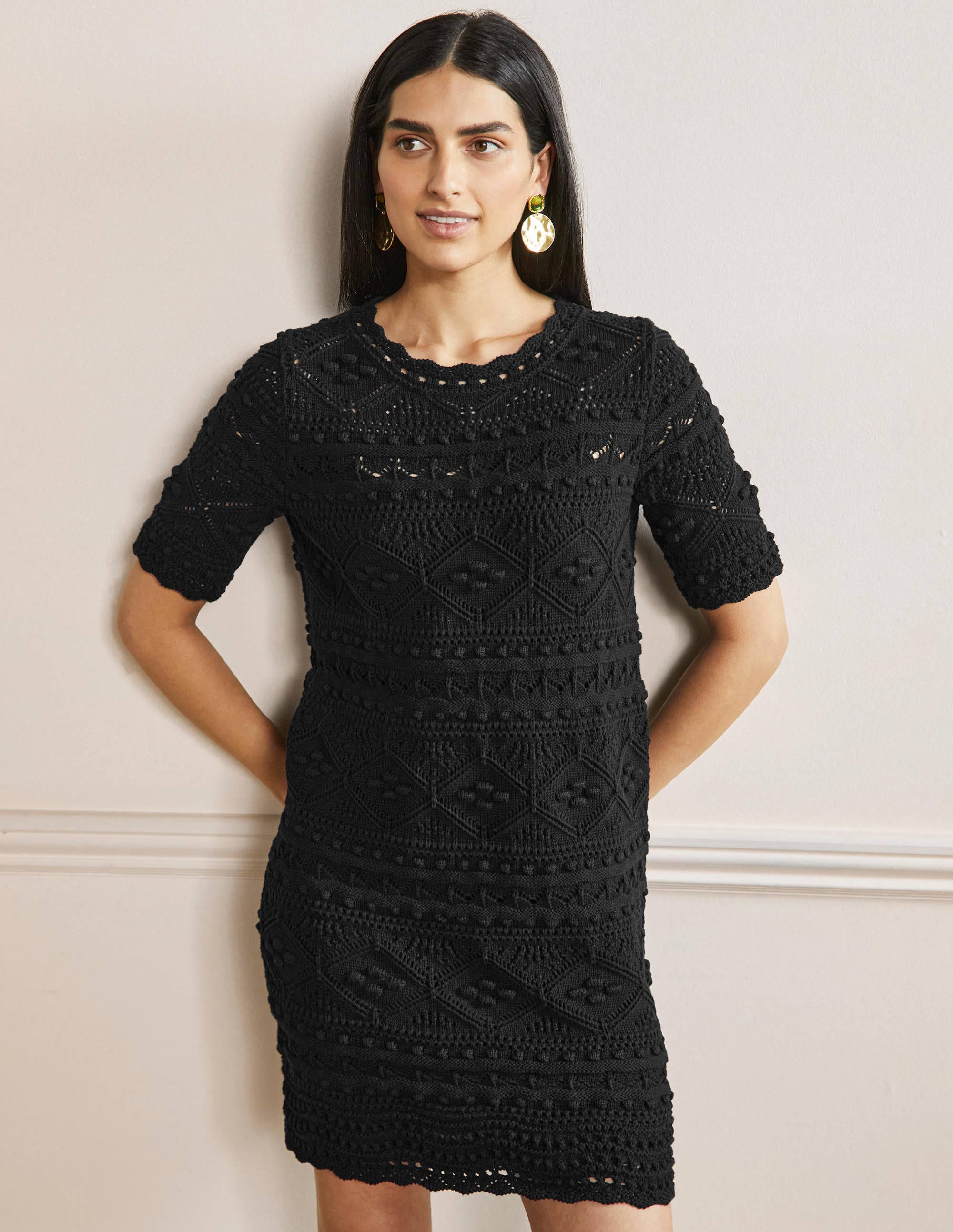 Claudia Textured Knitted Dress-Black - Image 1