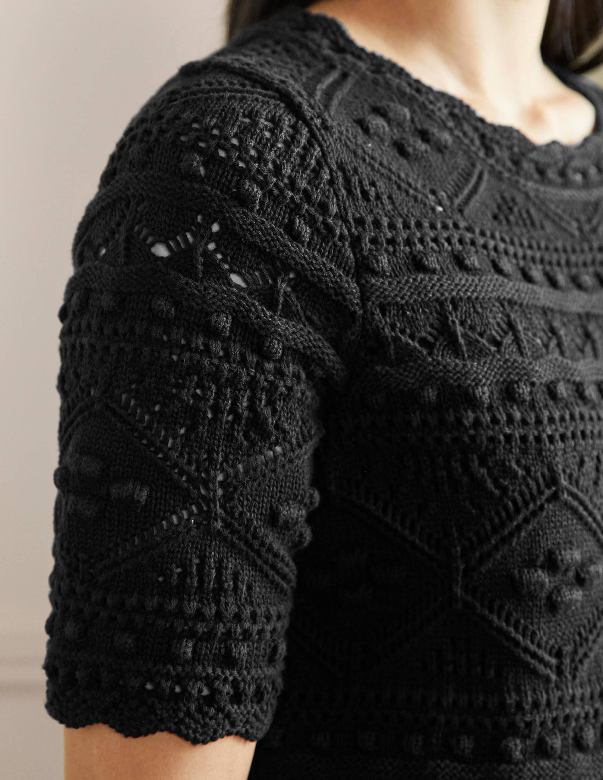 Claudia Textured Knitted Dress-Black - Image 2