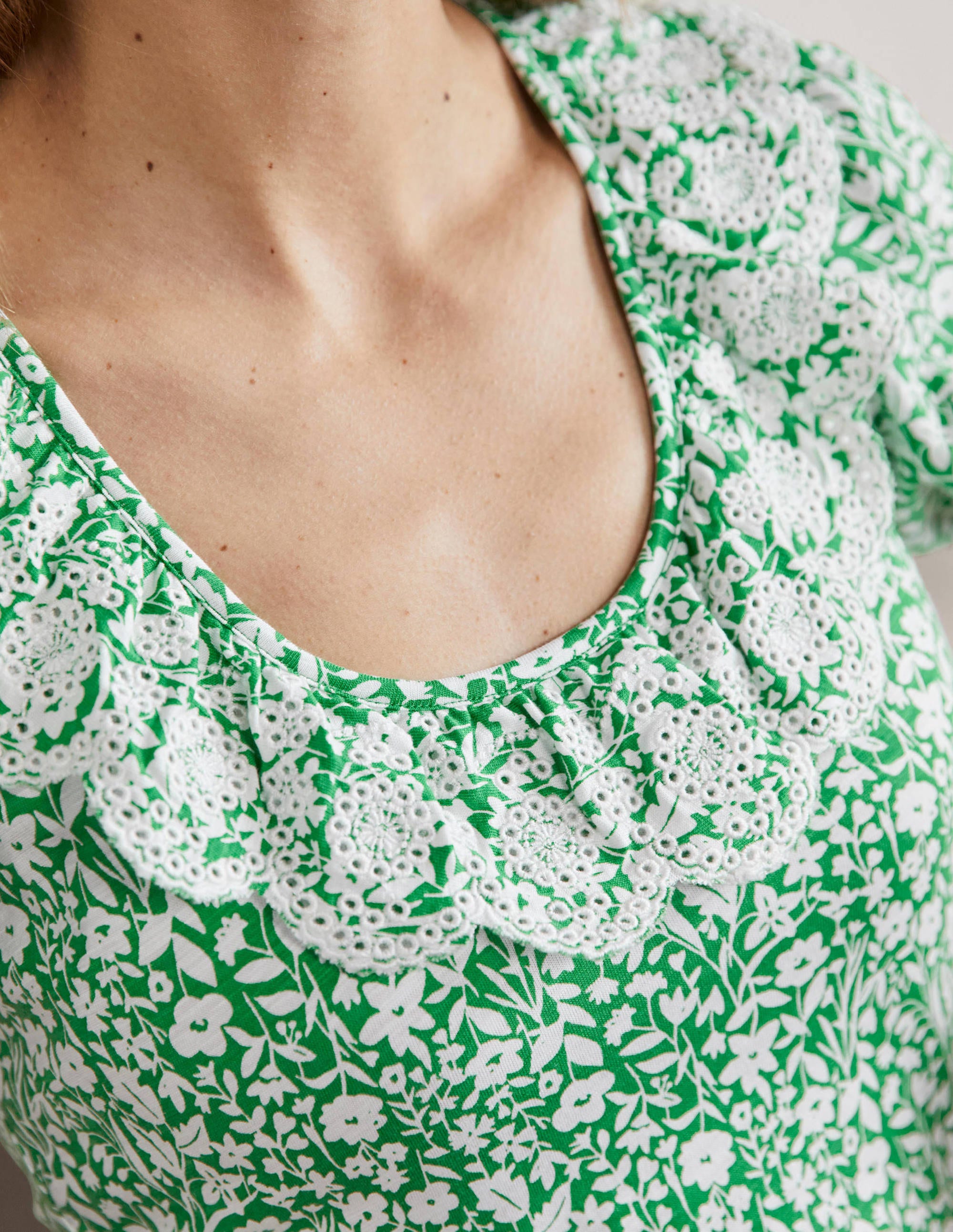 Trim Detail Jersey Midi Dress-Rich Emerald, Wildflower Sprig - Image 2