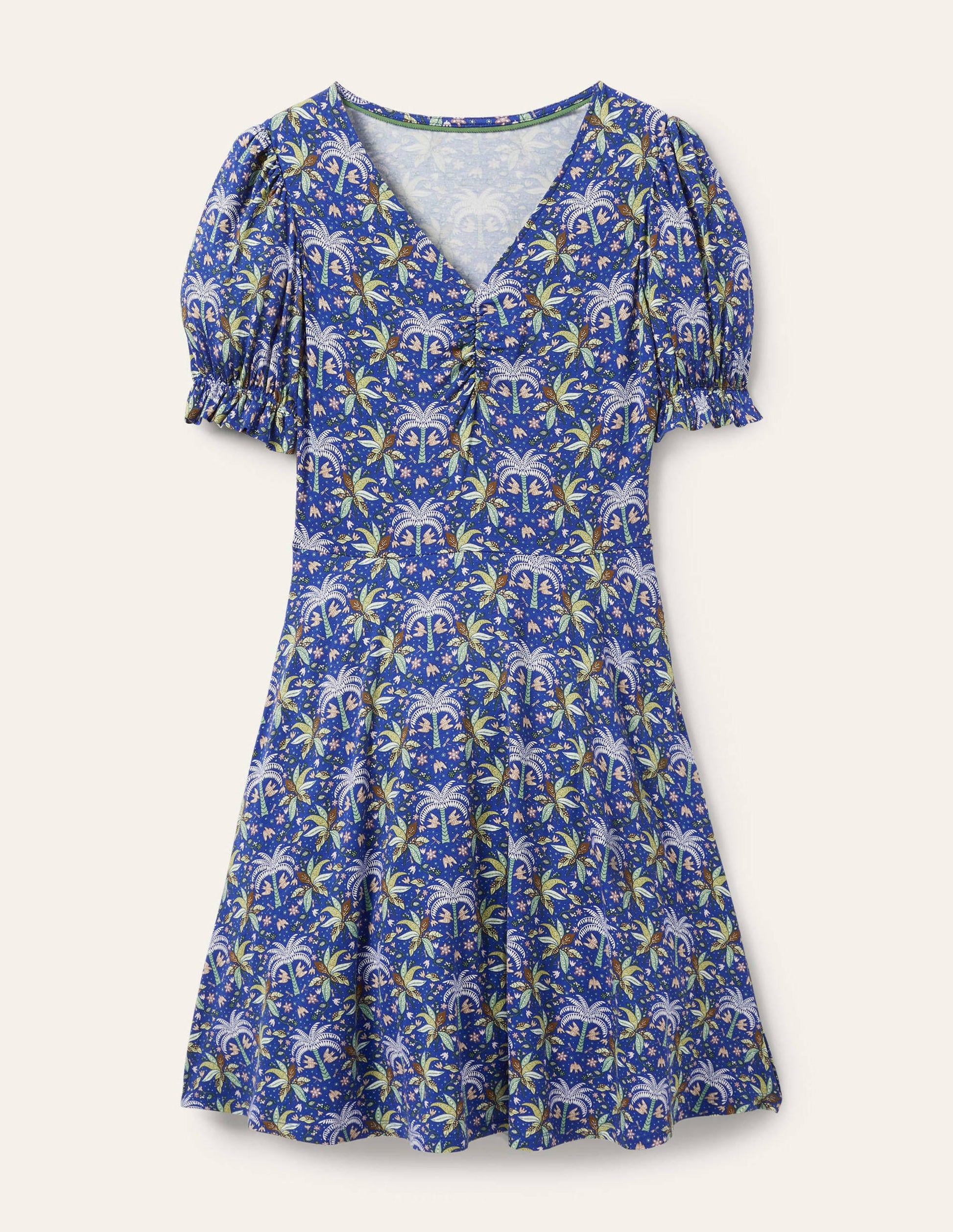 V-Neck Jersey Dress-Atlantic Ocean Oriental Palm-5