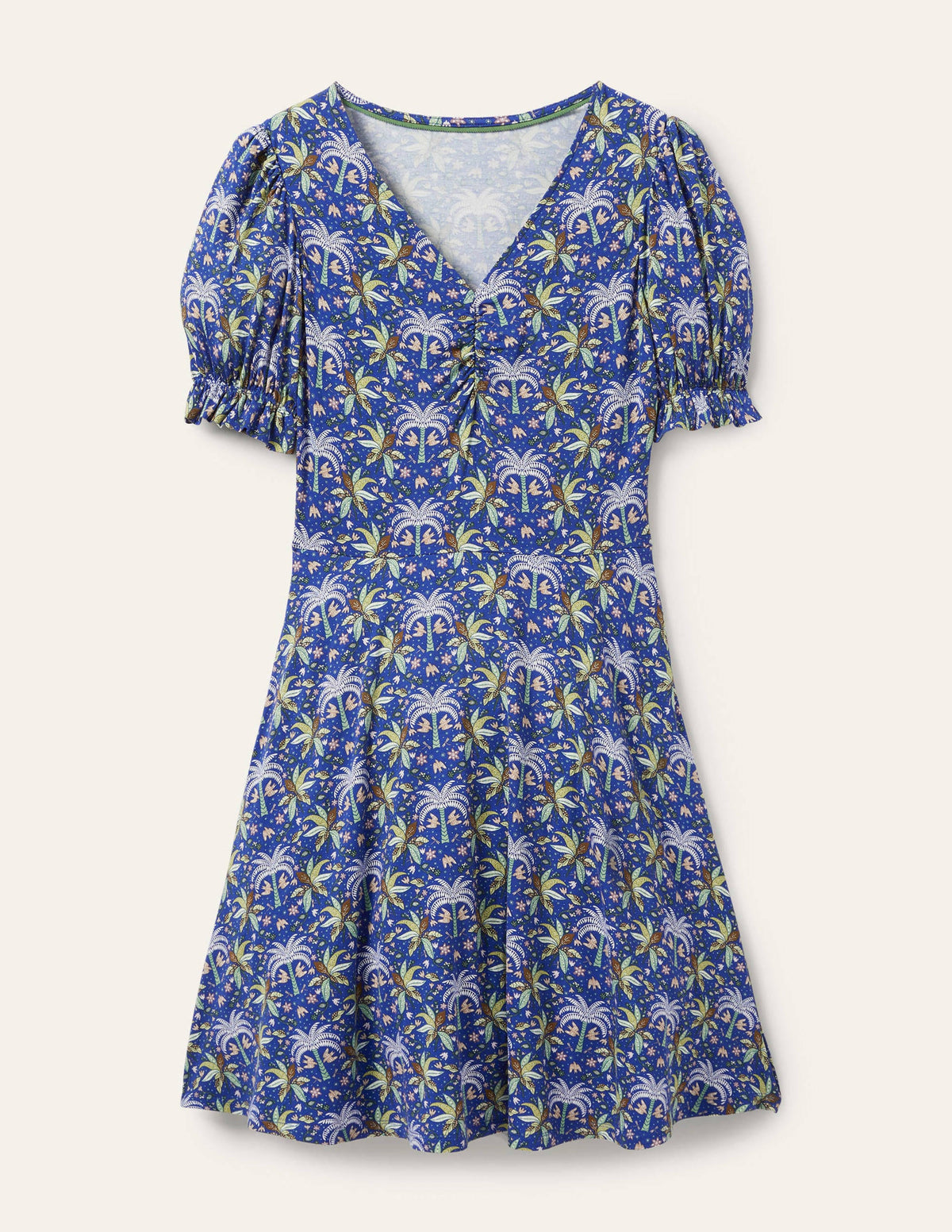 V-Neck Jersey Dress-Atlantic Ocean Oriental Palm - Image 5