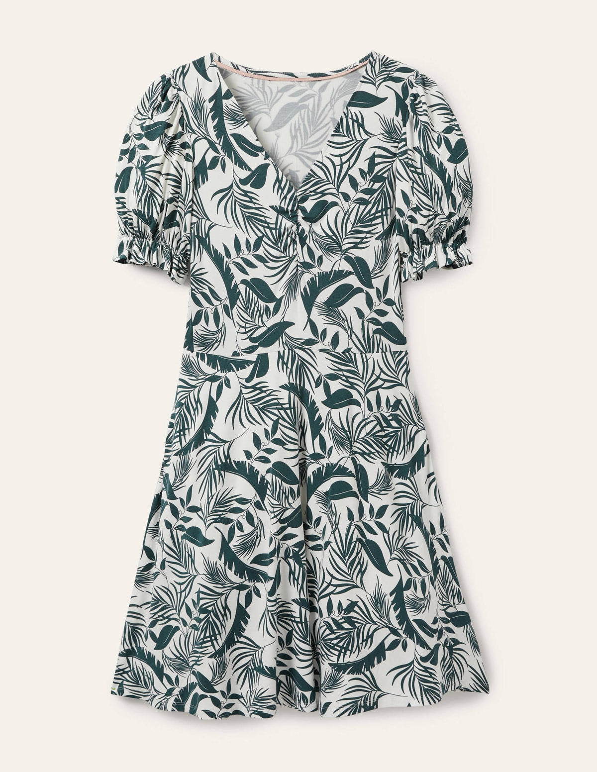 V-Neck Jersey Dress-Midnight Garden Tropic Foliage - Image 5