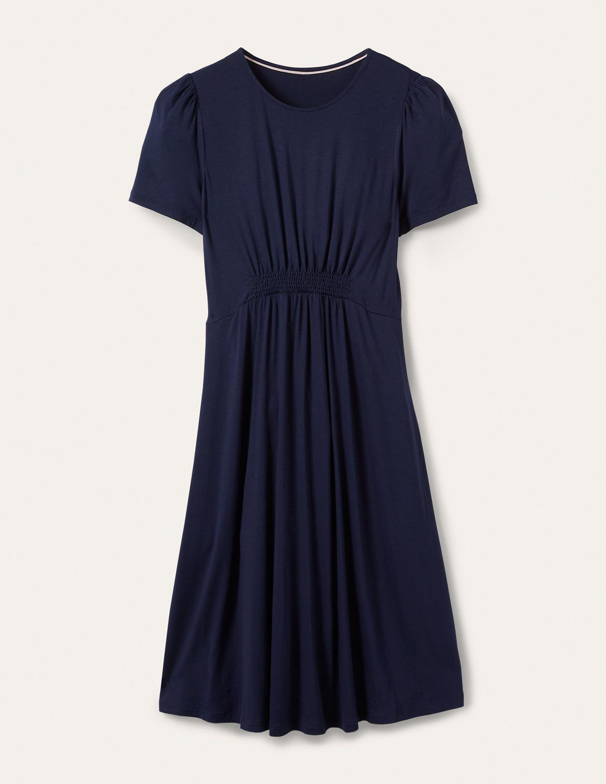 Crew Neck Jersey Dress-Navy-5
