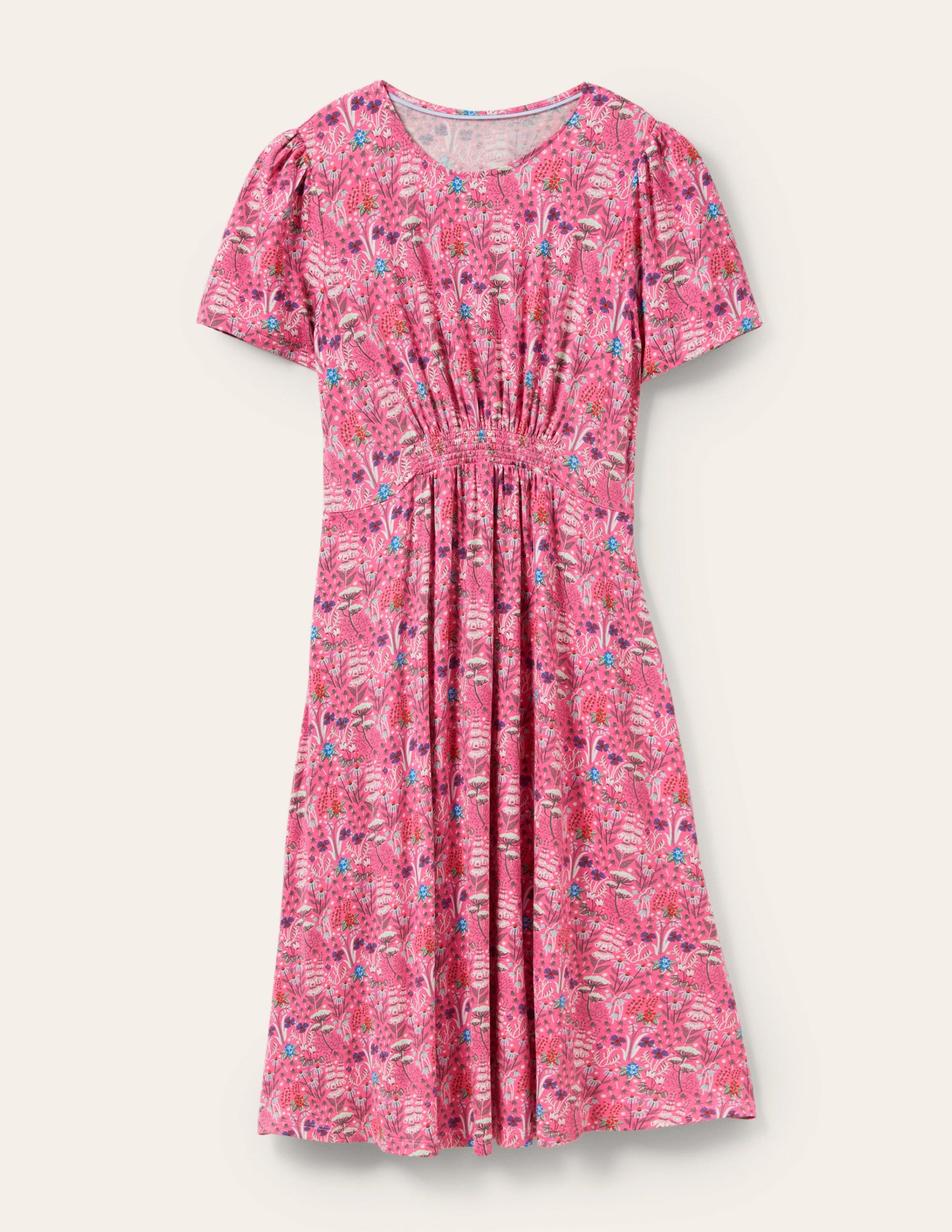 Crew Neck Jersey Dress-Strawberry, Wildflower Bloom-5