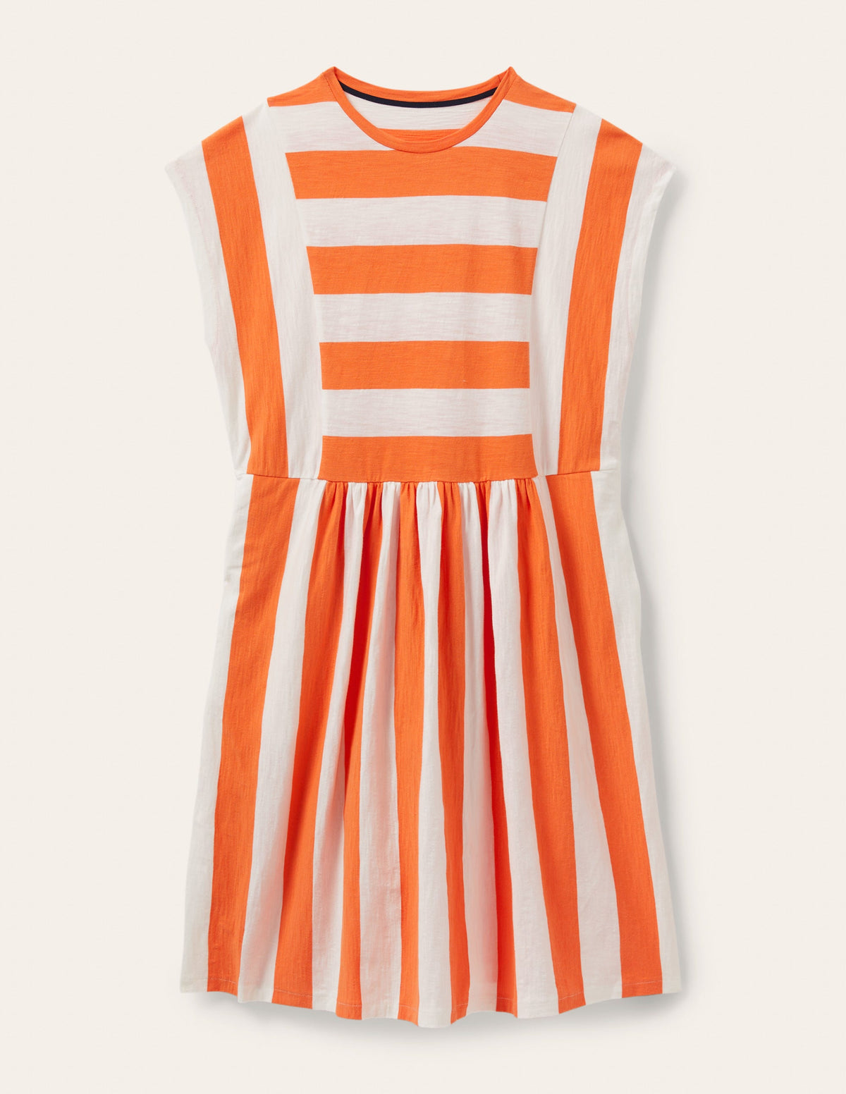 Jersey T-Shirt Dress-Dusty Orange and Ivory Stripe - Image 5