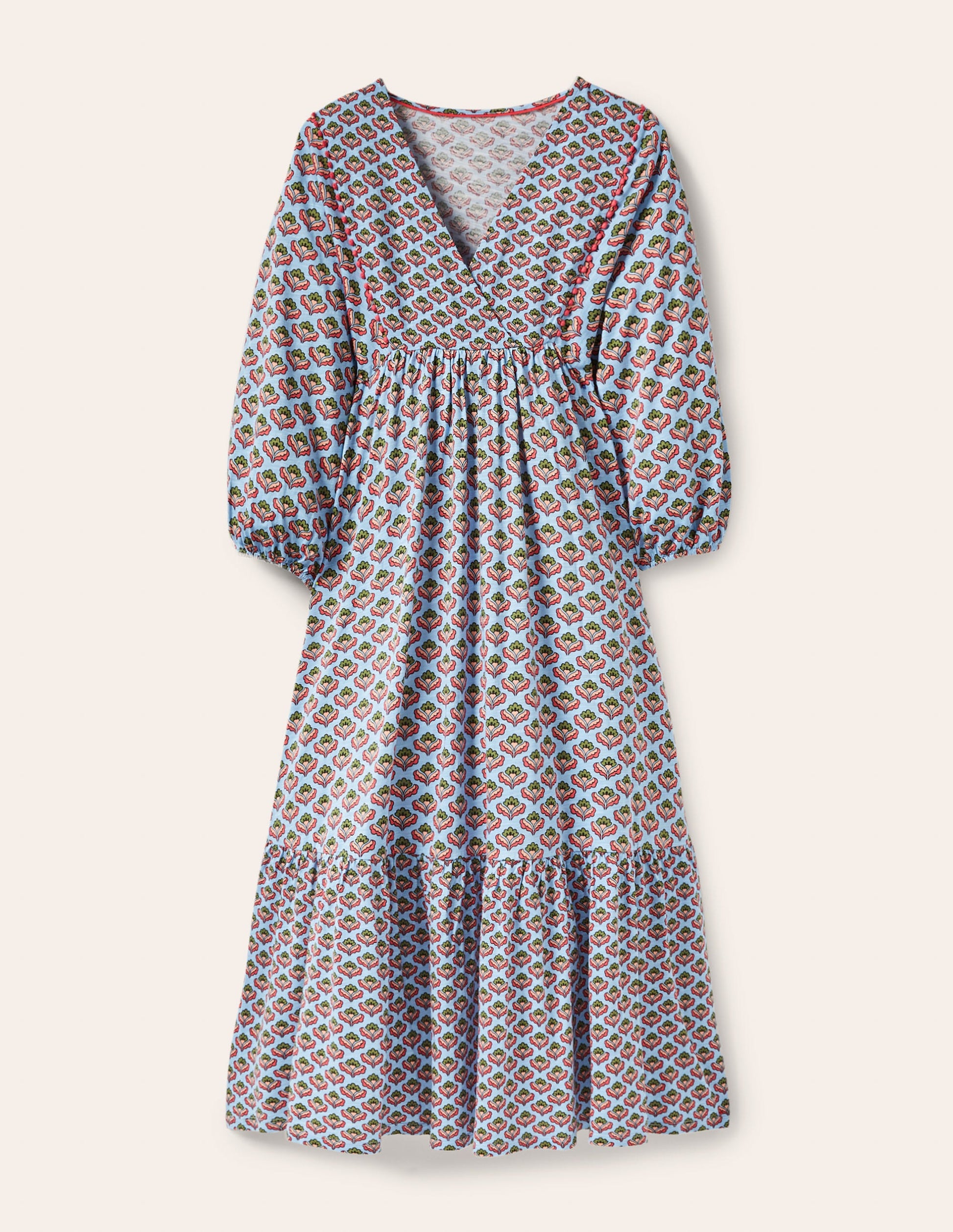 Anita Jersey Midi Dress-Dusty Blue, Oriental Bud-5
