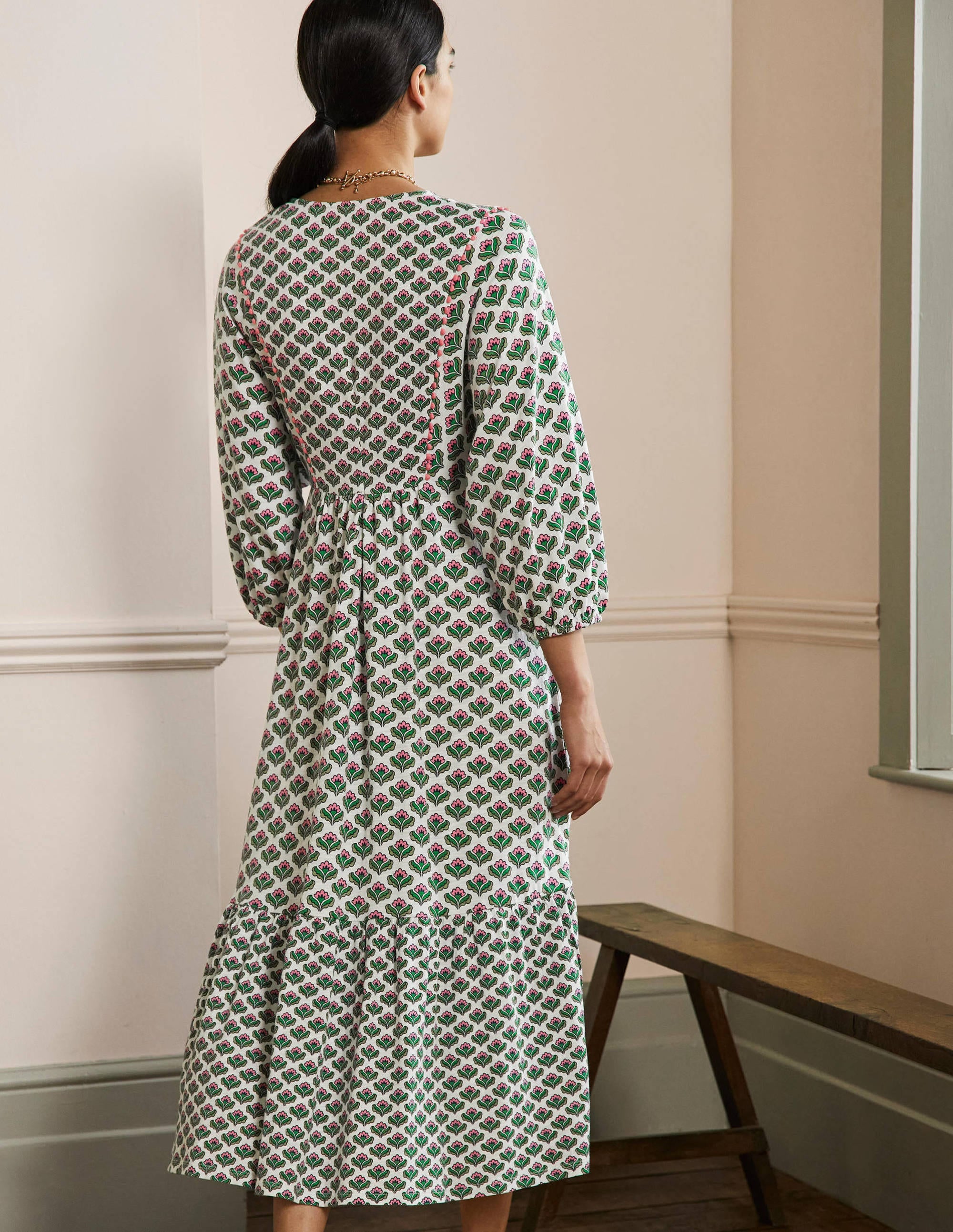 Anita Jersey Midi Dress-Ivy, Oriental Bud - Image 3