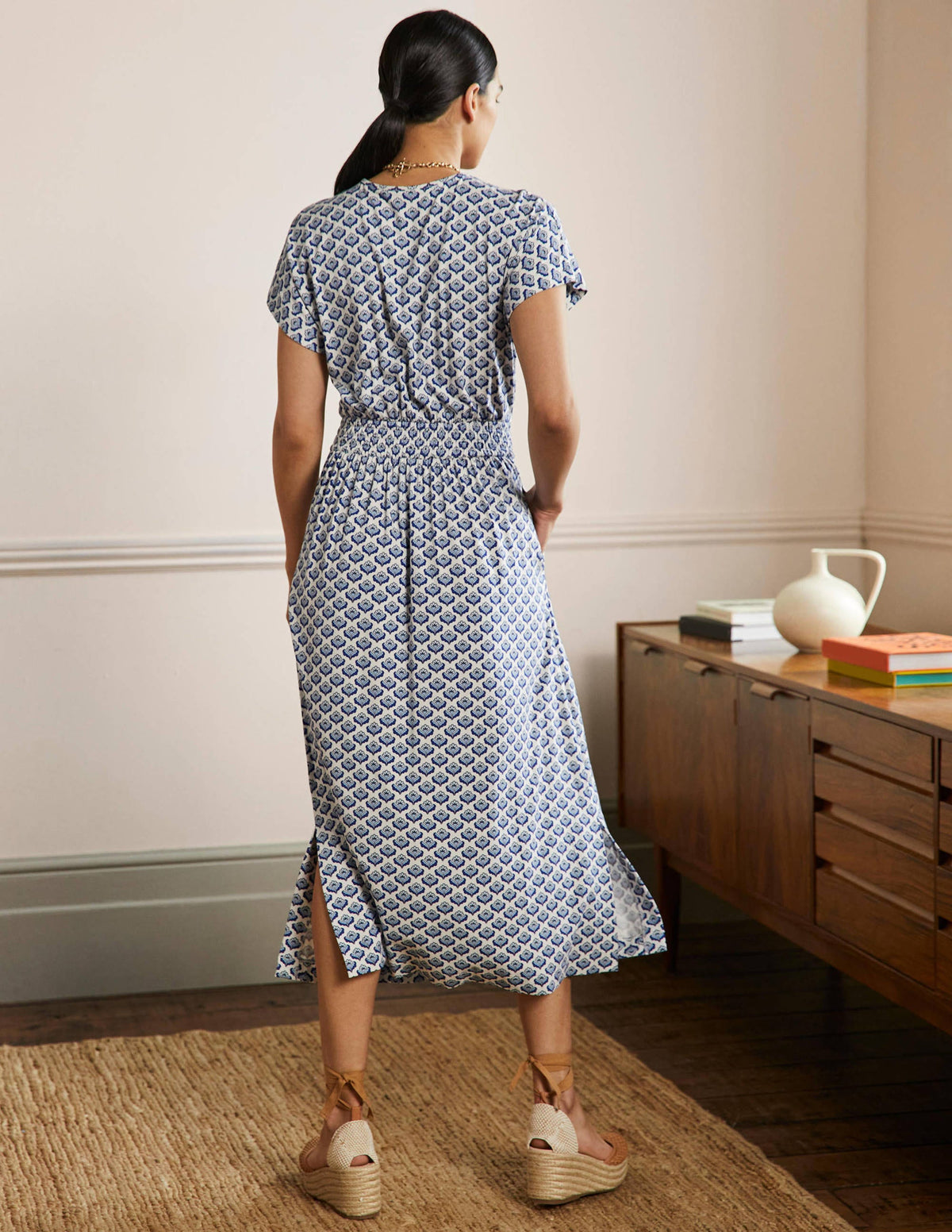 Jersey Midi Dress-Ivory Geo - Image 3