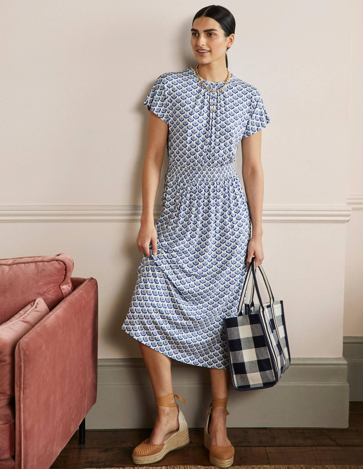 Jersey Midi Dress-Ivory Geo - Image 5