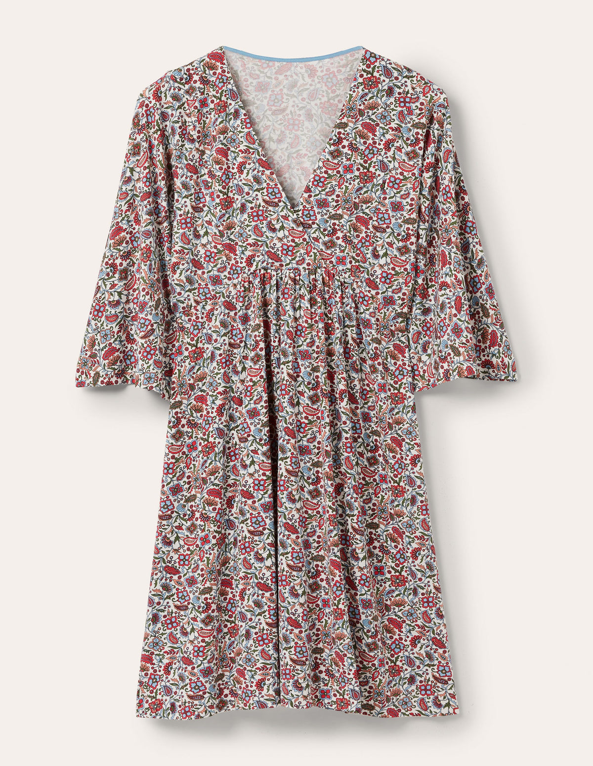 Easy Jersey Empire Mini Dress-Ivory, Oriental Paradise-5