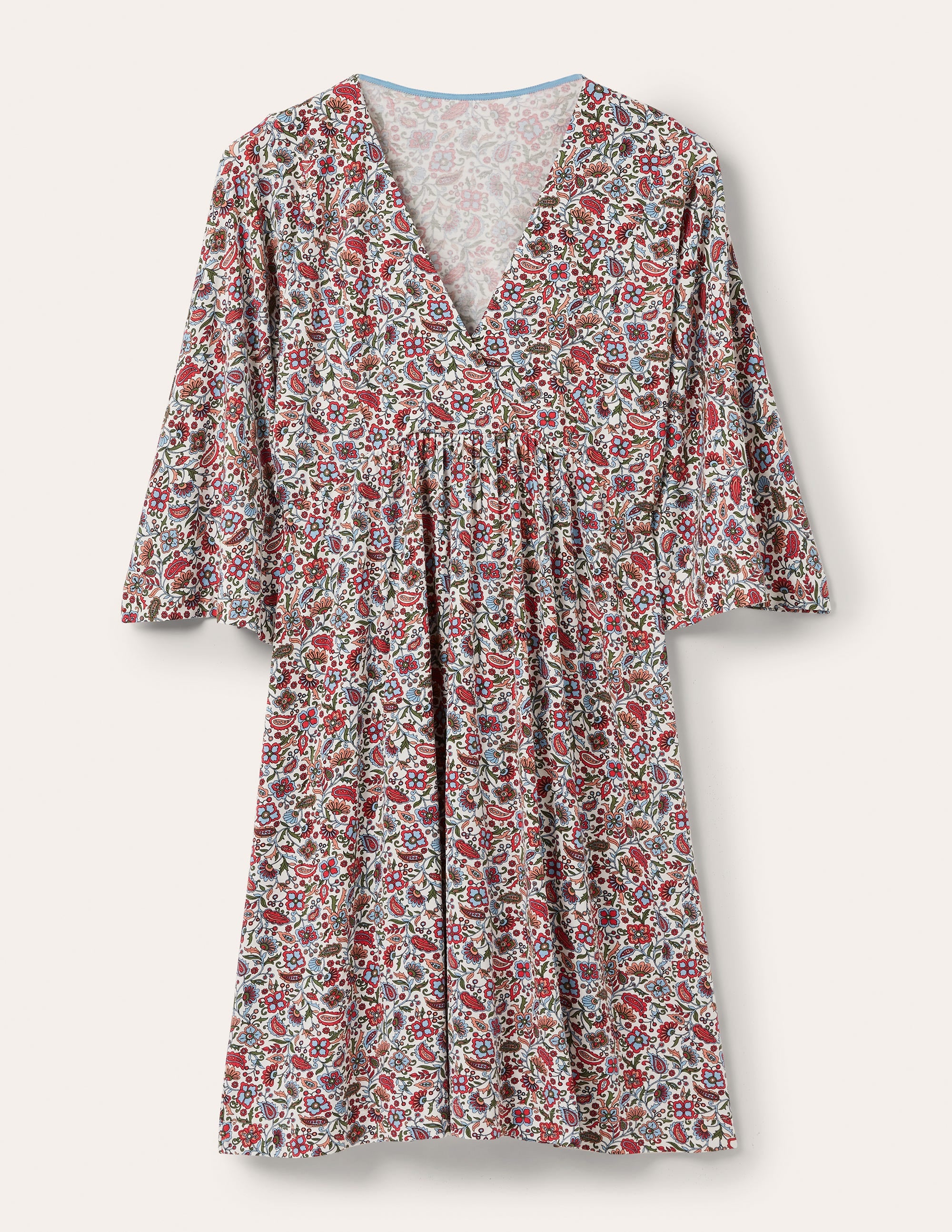 Easy Jersey Empire Mini Dress-Ivory, Oriental Paradise - Image 5