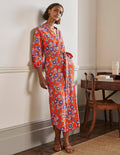 Long Sleeve Linen Maxi Dress-Papaya, Wildflower Prairie
