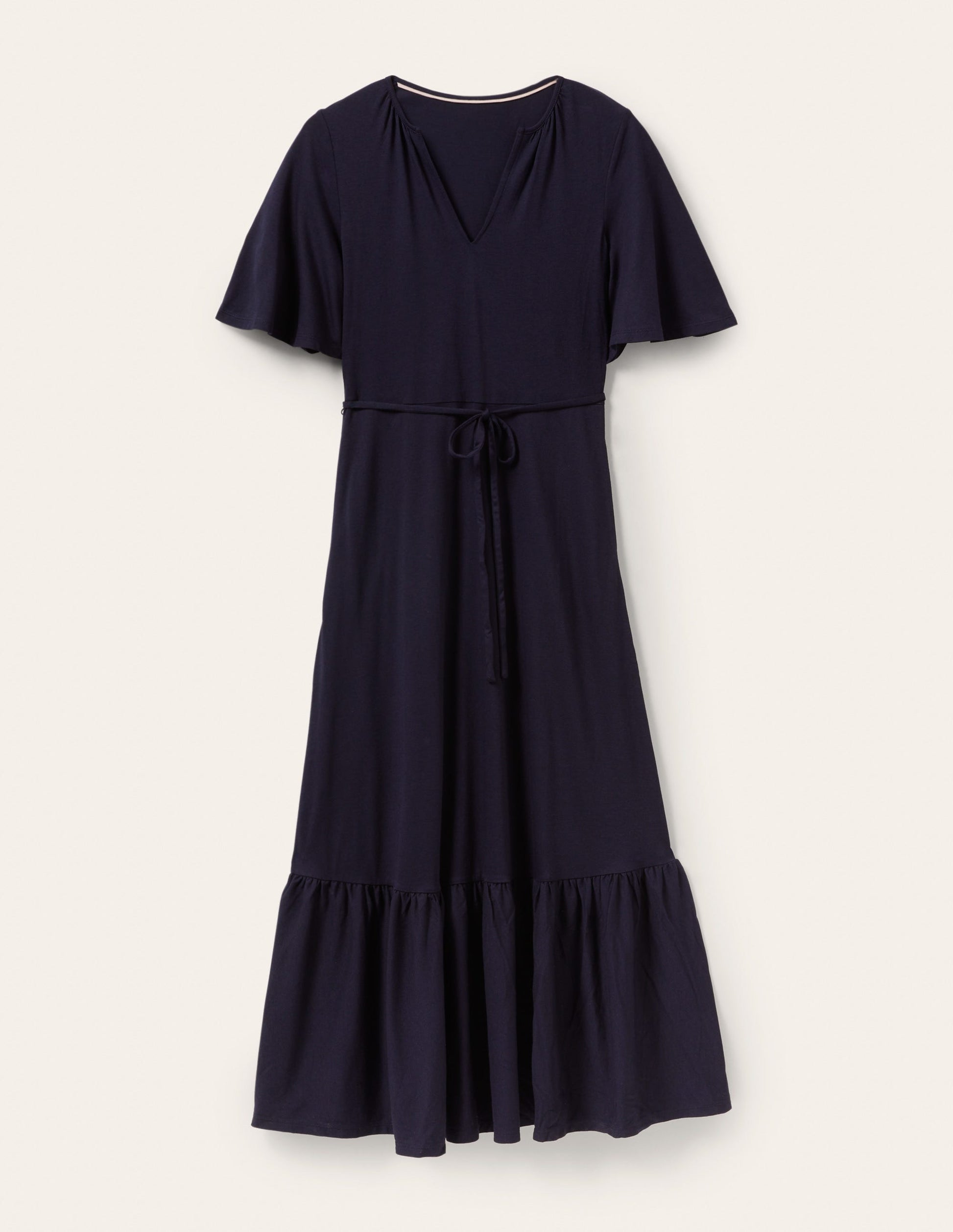 Notch Neck Jersey Maxi Dress-Navy-6