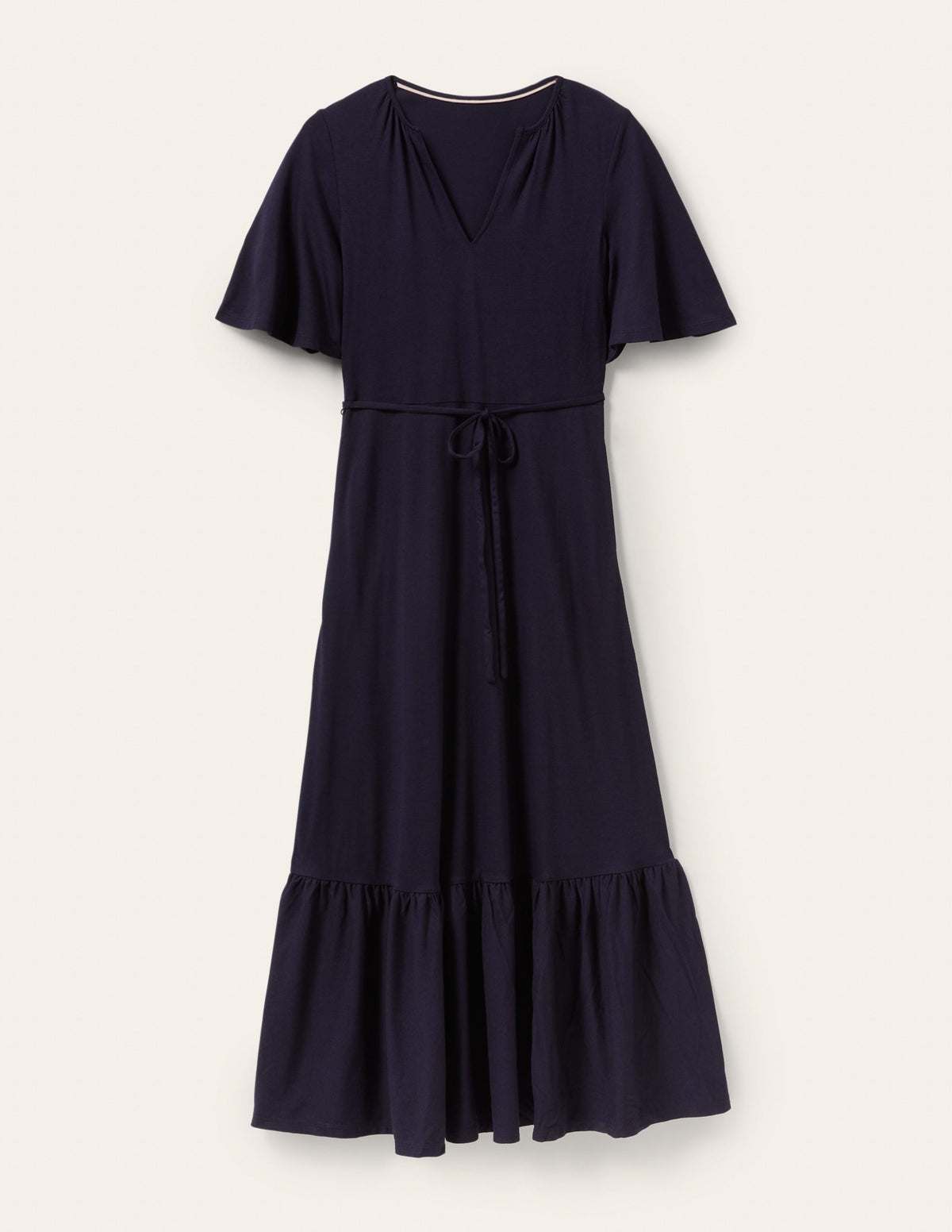 Notch Neck Jersey Maxi Dress-Navy - Image 6
