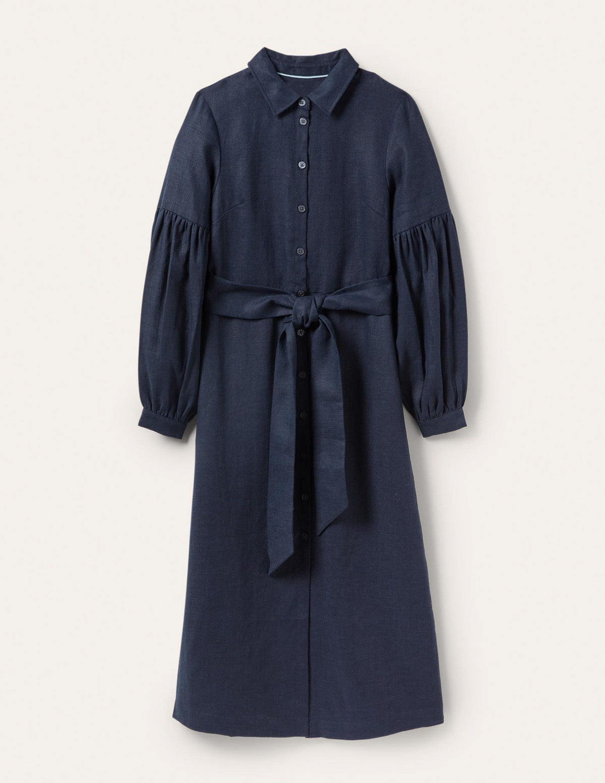 Sleeve Detail Midi Shirt Dress-Navy-5