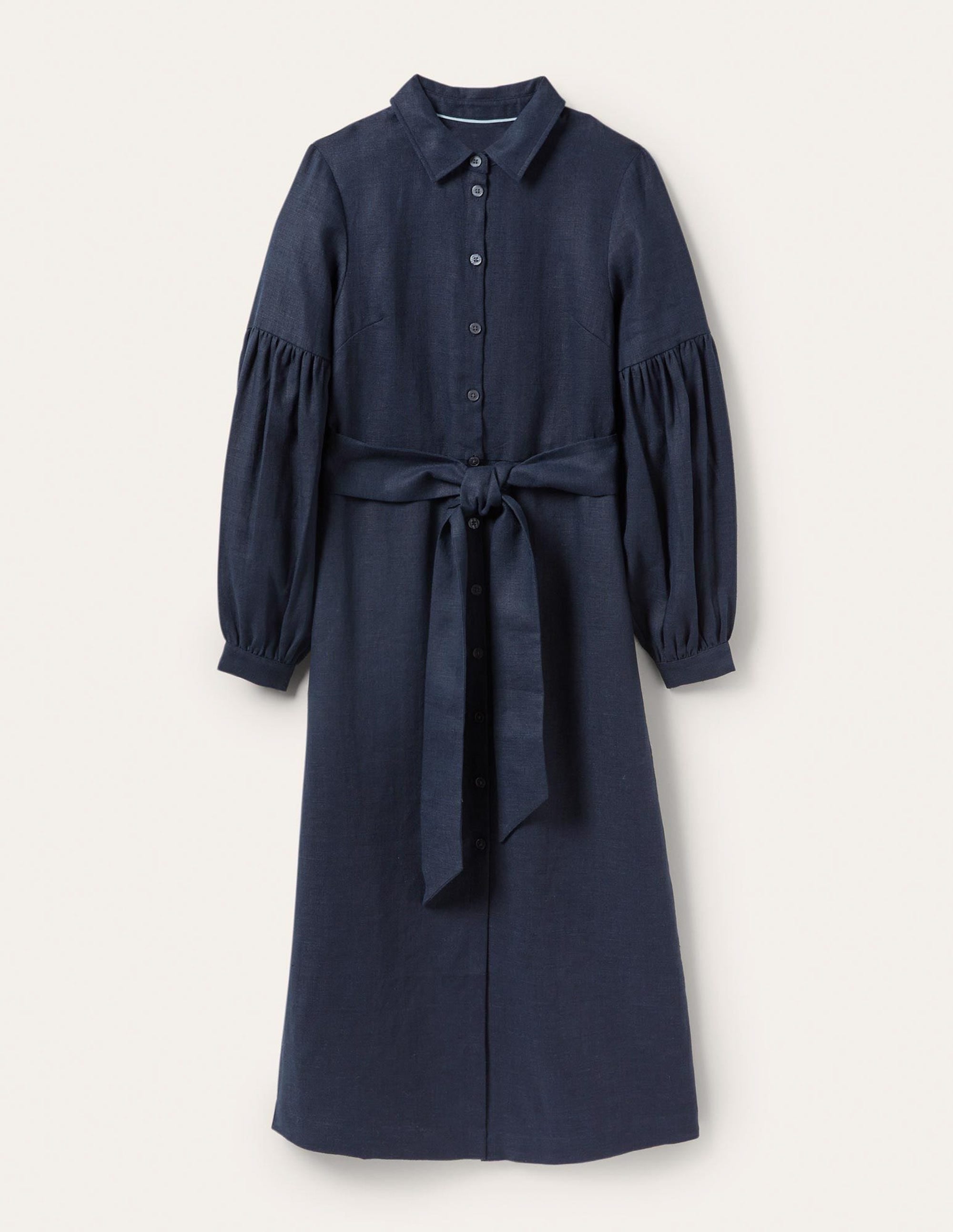 Sleeve Detail Midi Shirt Dress-Navy - Image 5