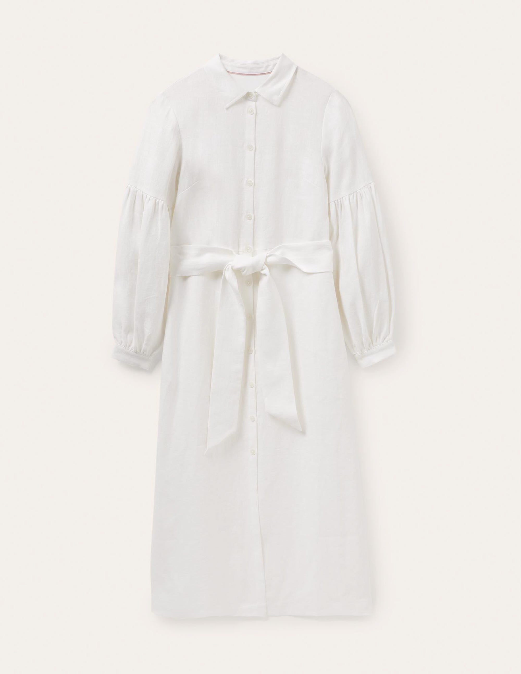 Sleeve Detail Midi Shirt Dress-White - Image 5