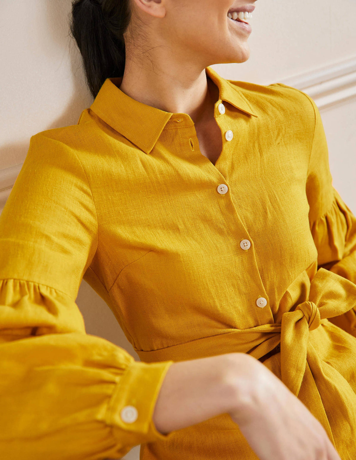 Sleeve Detail Midi Shirt Dress-Honeycomb - Image 2