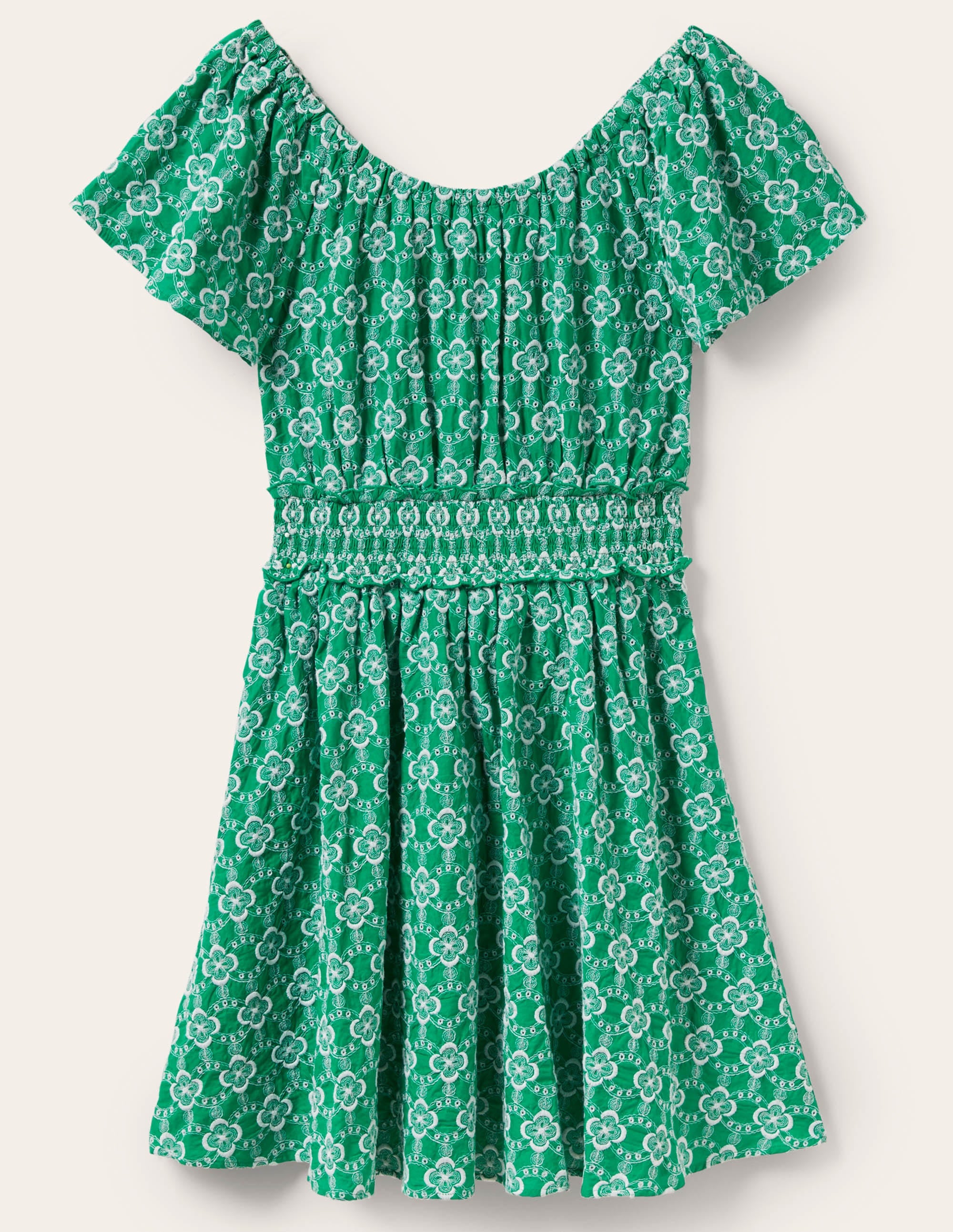 Scoop Neck Embroidered Dress-Green Geo - Image 6