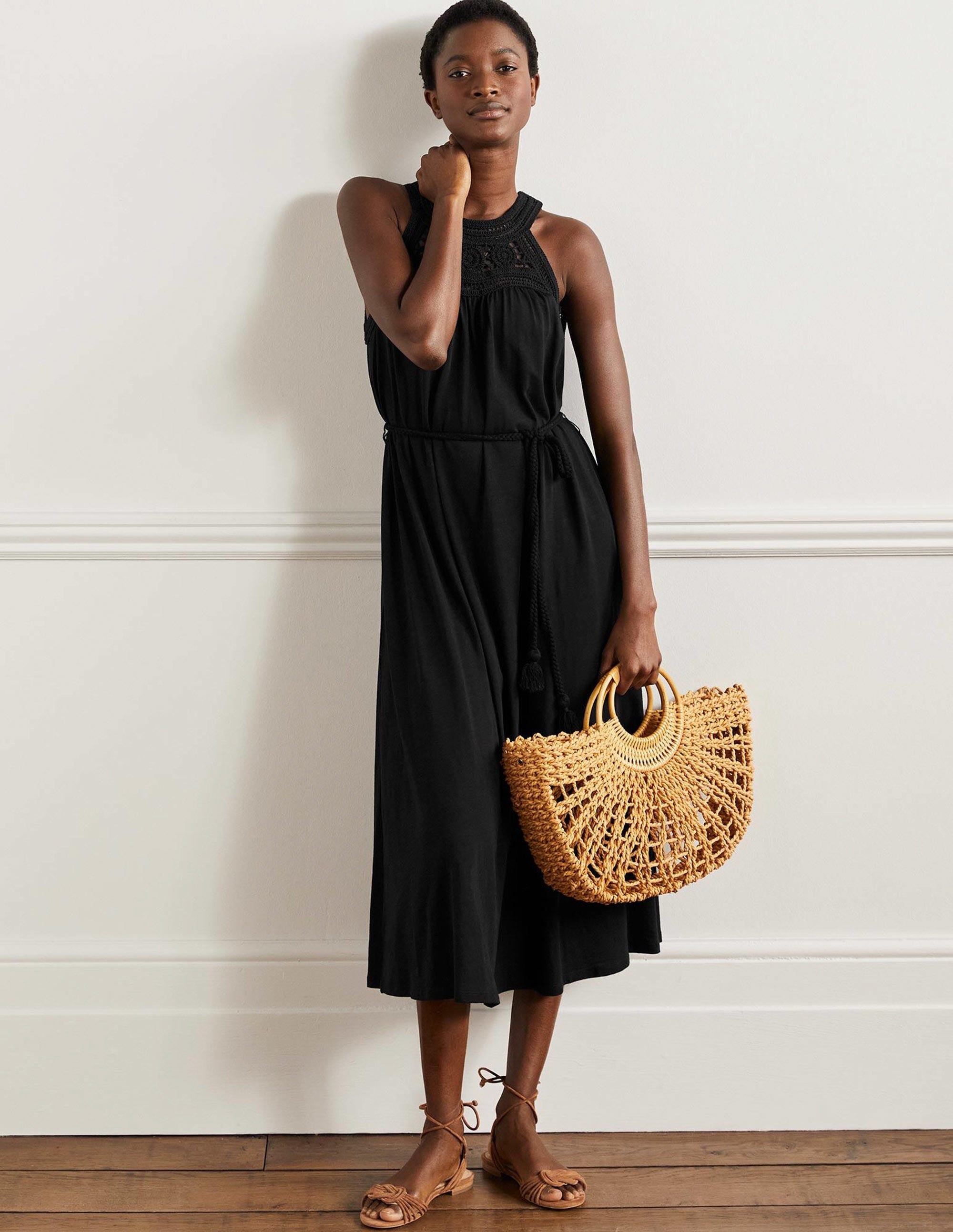 Anais Jersey Midi Dress-Black - Image 1