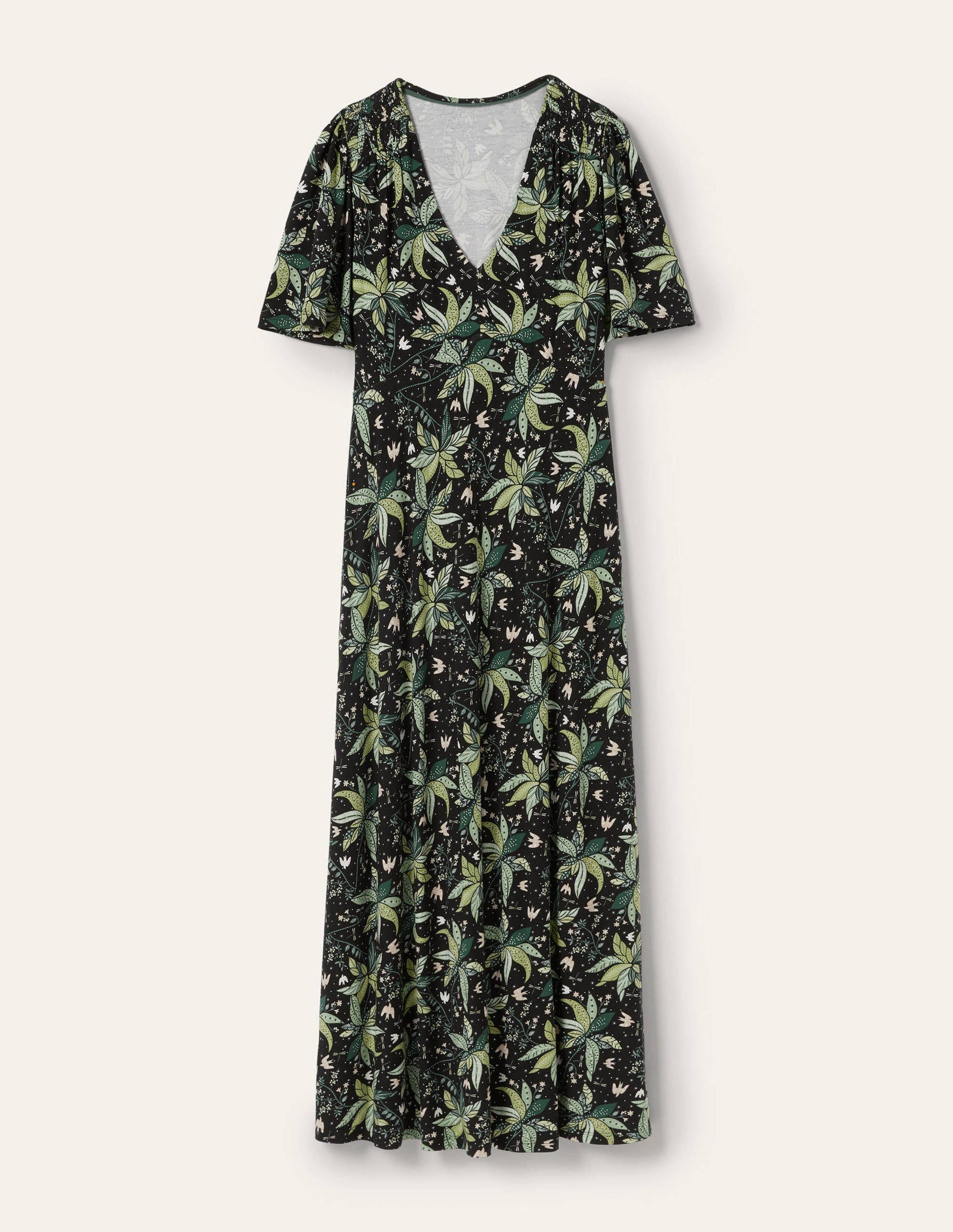 Jersey Midi Tea Dress-Black, Oriental Cascade-5