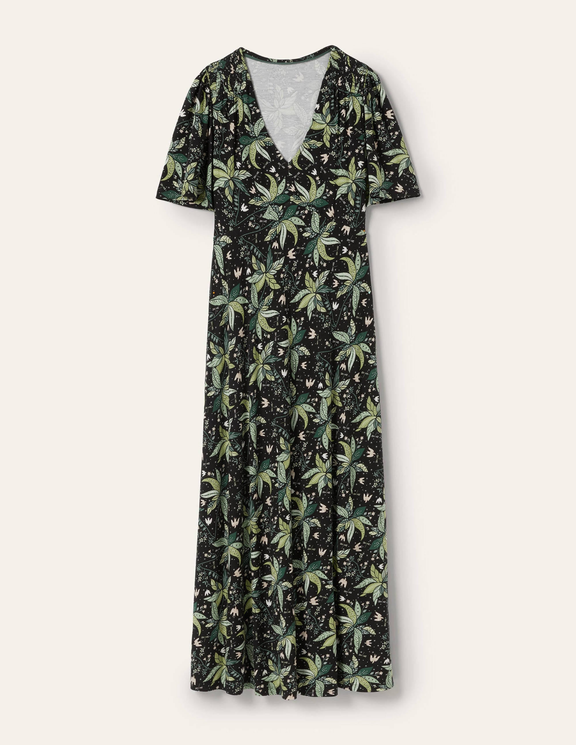 Jersey Midi Tea Dress-Black, Oriental Cascade - Image 5