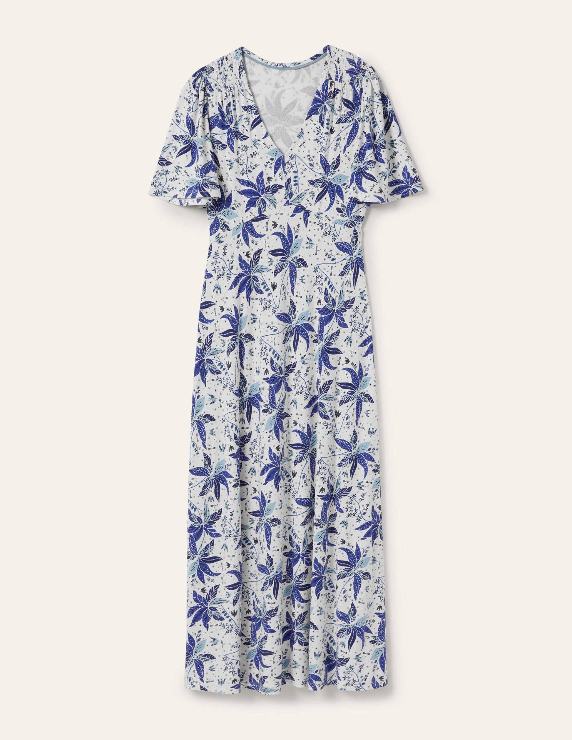 Jersey Midi Tea Dress-Blue, Oriental Cascade-5