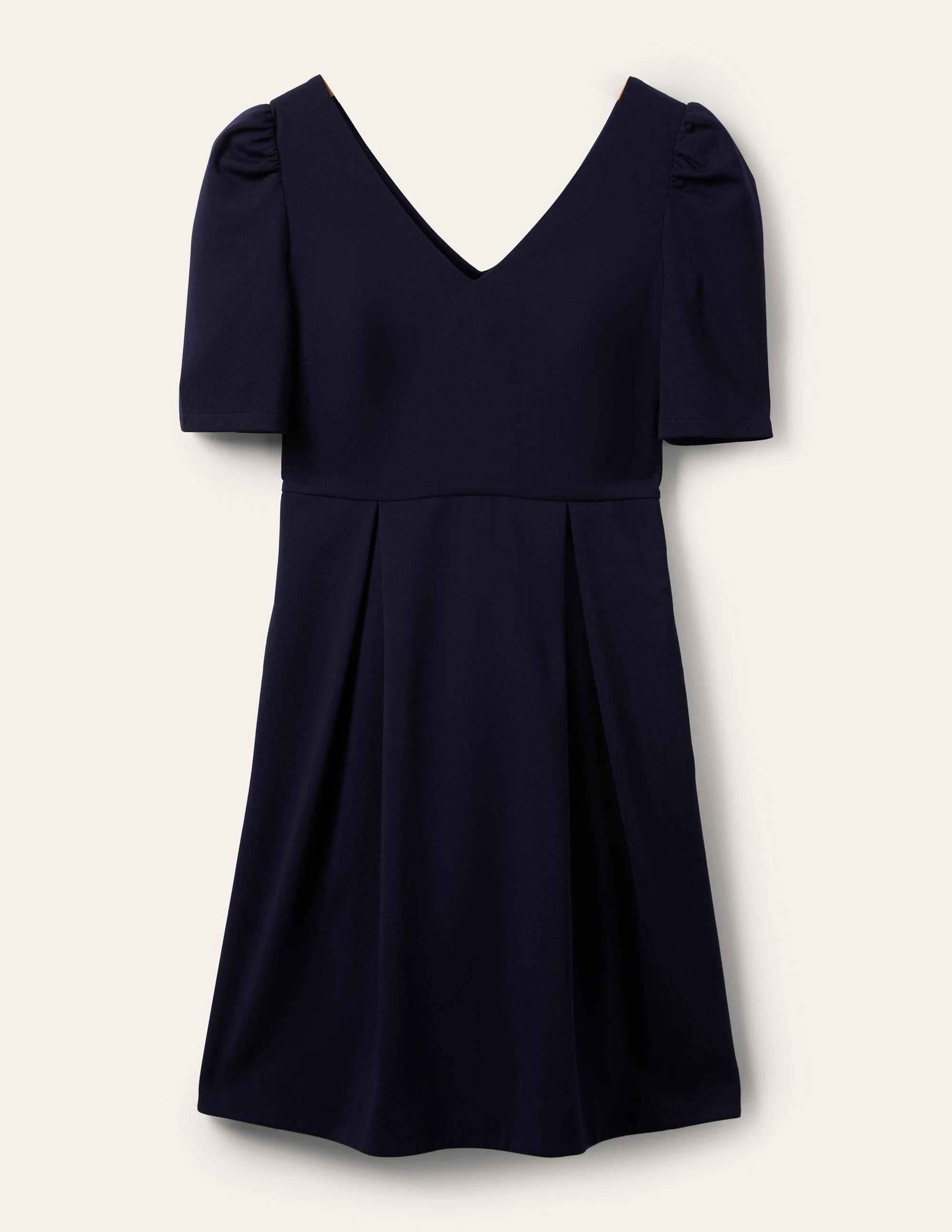 Puff Shoulder Jersey Dress-Navy - Image 6