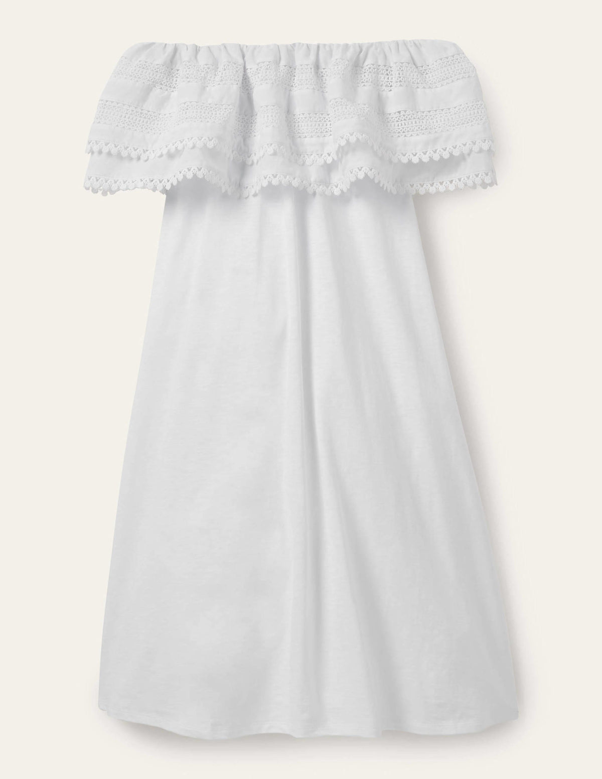 Ruffle Detail Jersey Dress-White-5