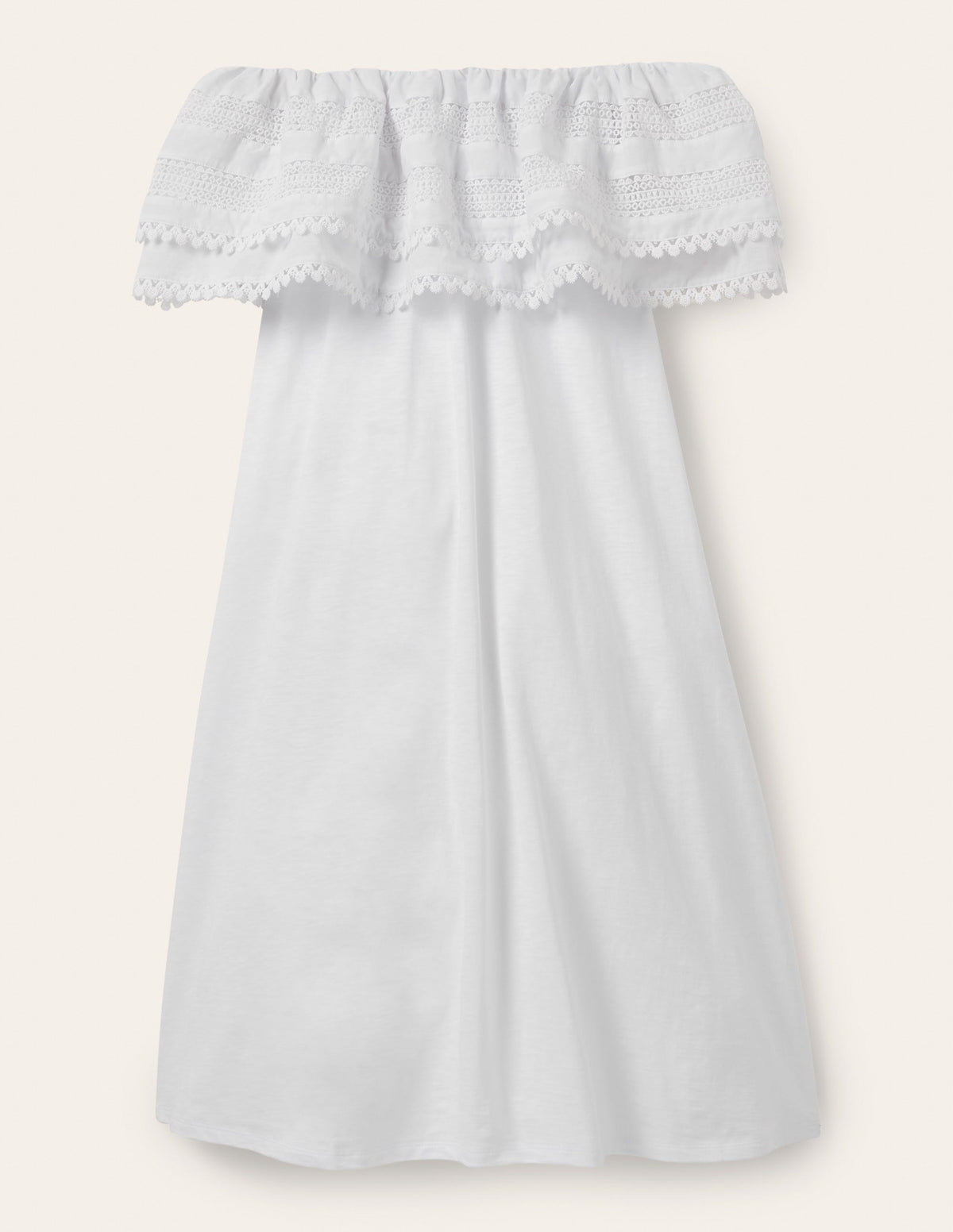 Ruffle Detail Jersey Dress-White-6