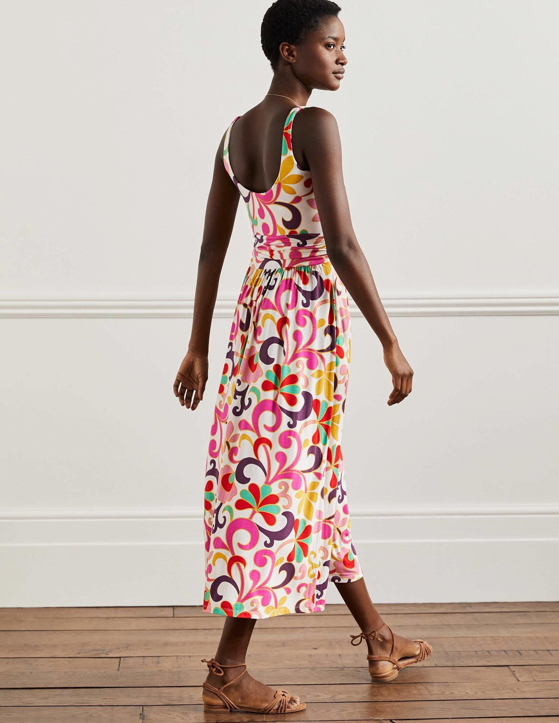 Scoop Neck Jersey Midi Dress-Multi, Abstract Petal-6