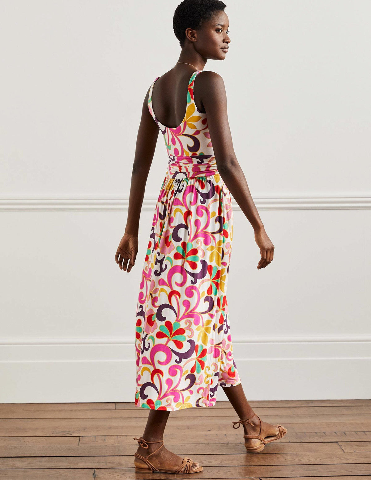 Scoop Neck Jersey Midi Dress-Multi, Abstract Petal - Image 6