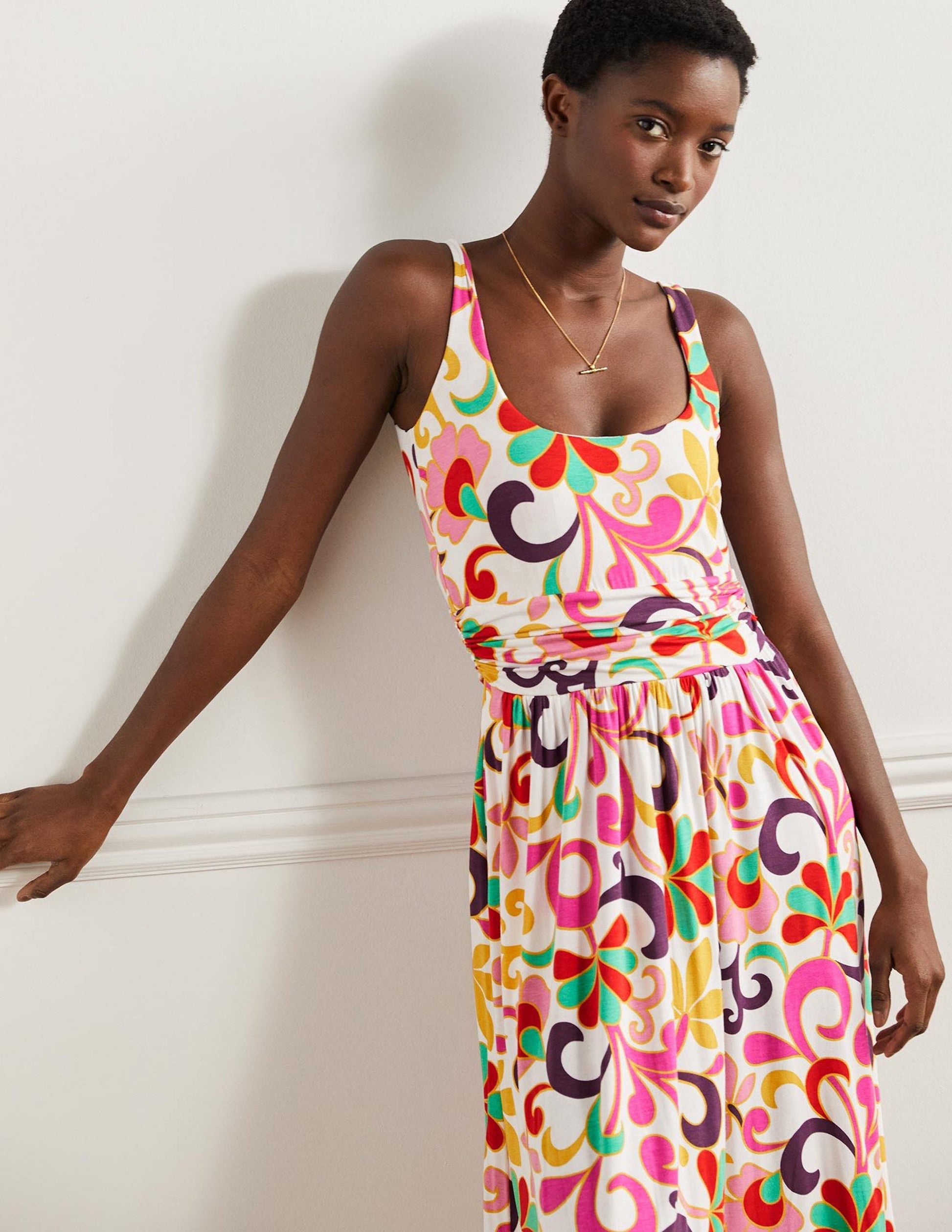 Scoop Neck Jersey Midi Dress-Multi, Abstract Petal-7