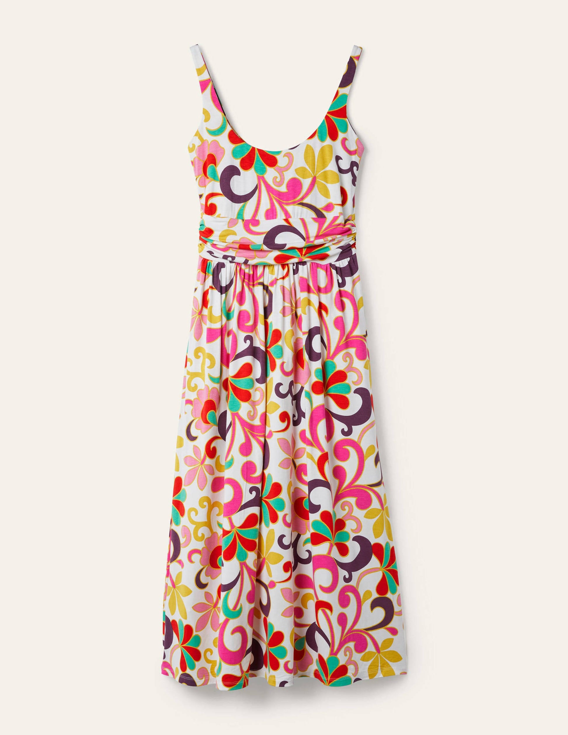 Scoop Neck Jersey Midi Dress-Multi, Abstract Petal-8