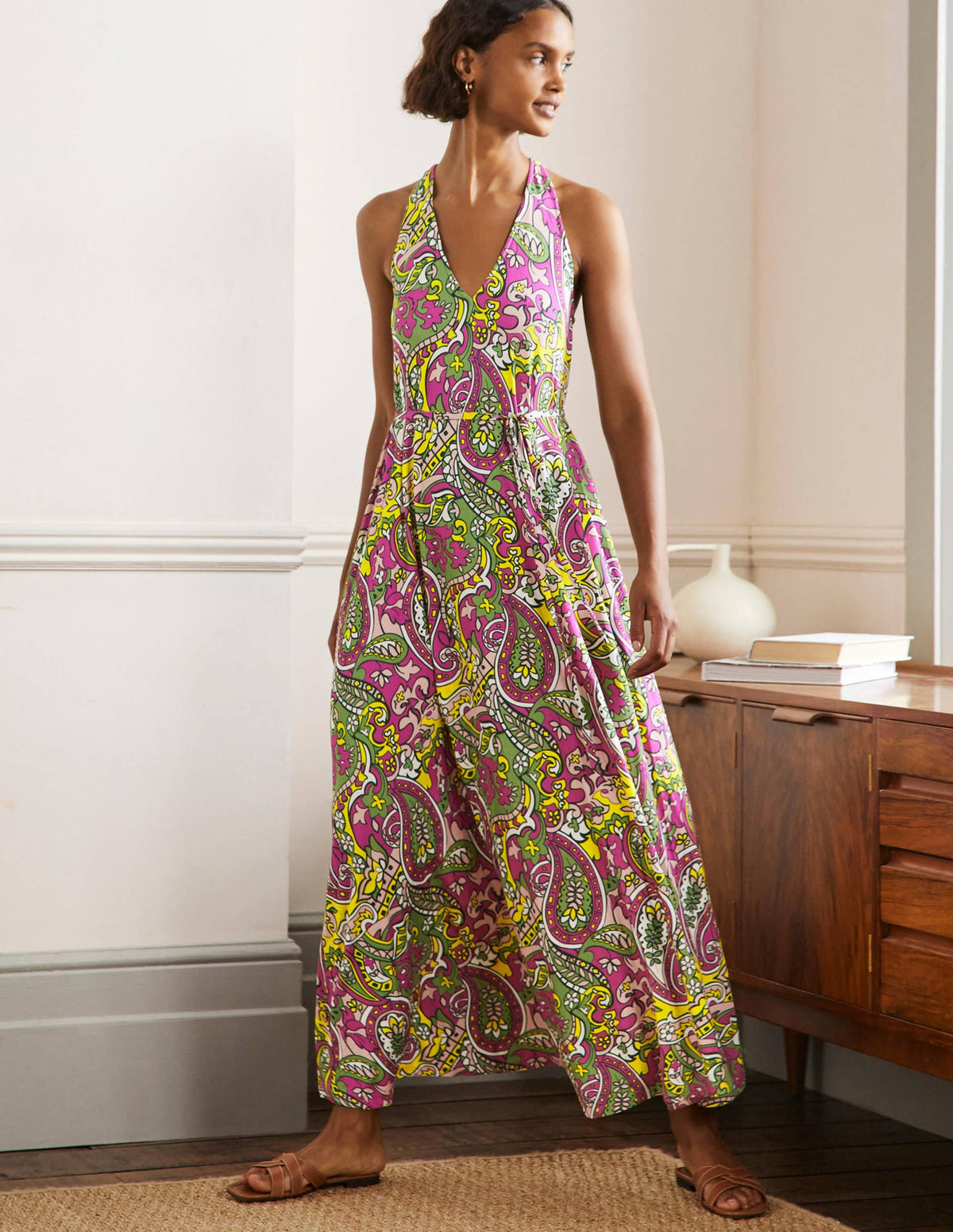 V-Neck Jersey Maxi Dress-Multi, Paisley Horizon-1