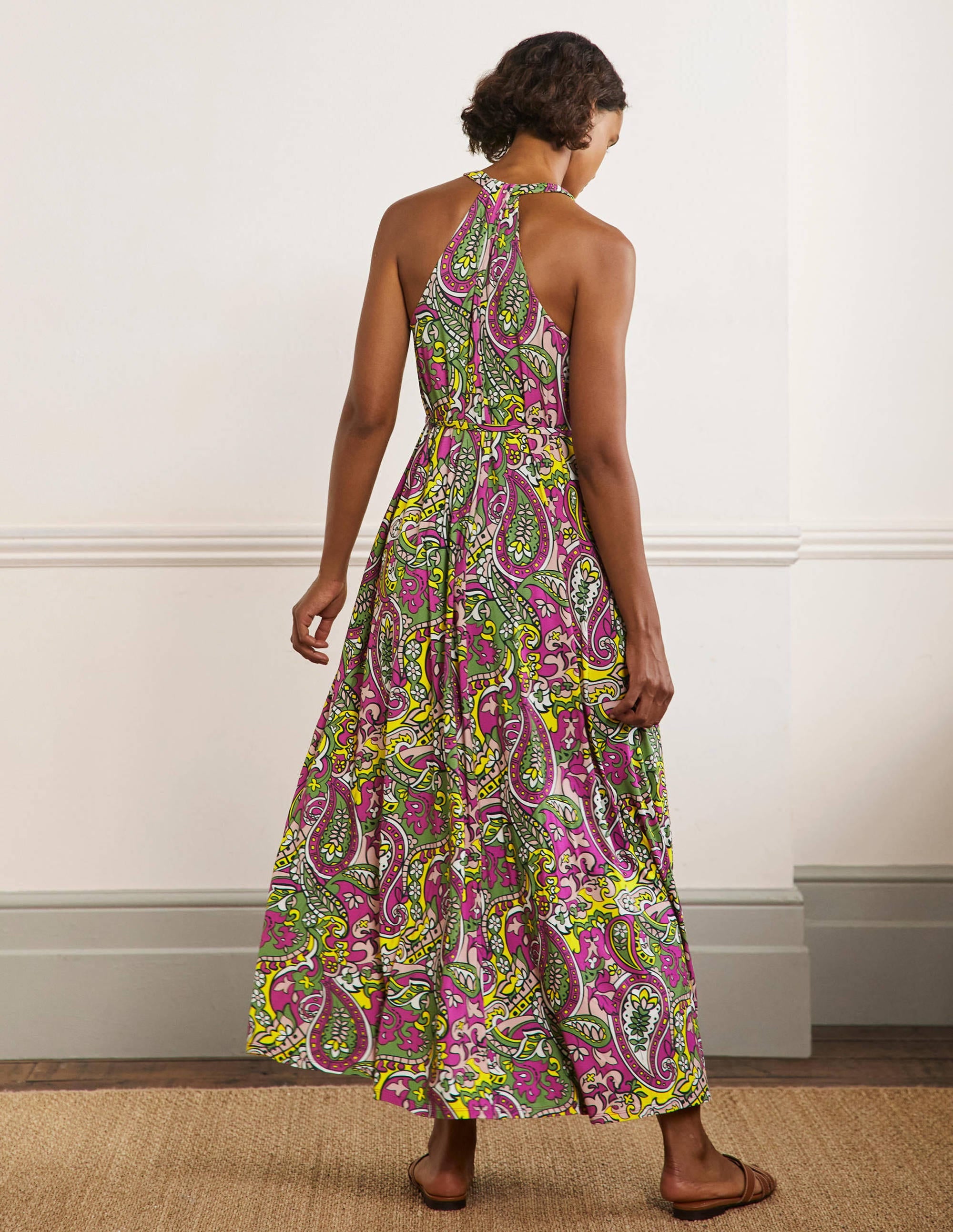 V-Neck Jersey Maxi Dress-Multi, Paisley Horizon - Image 3