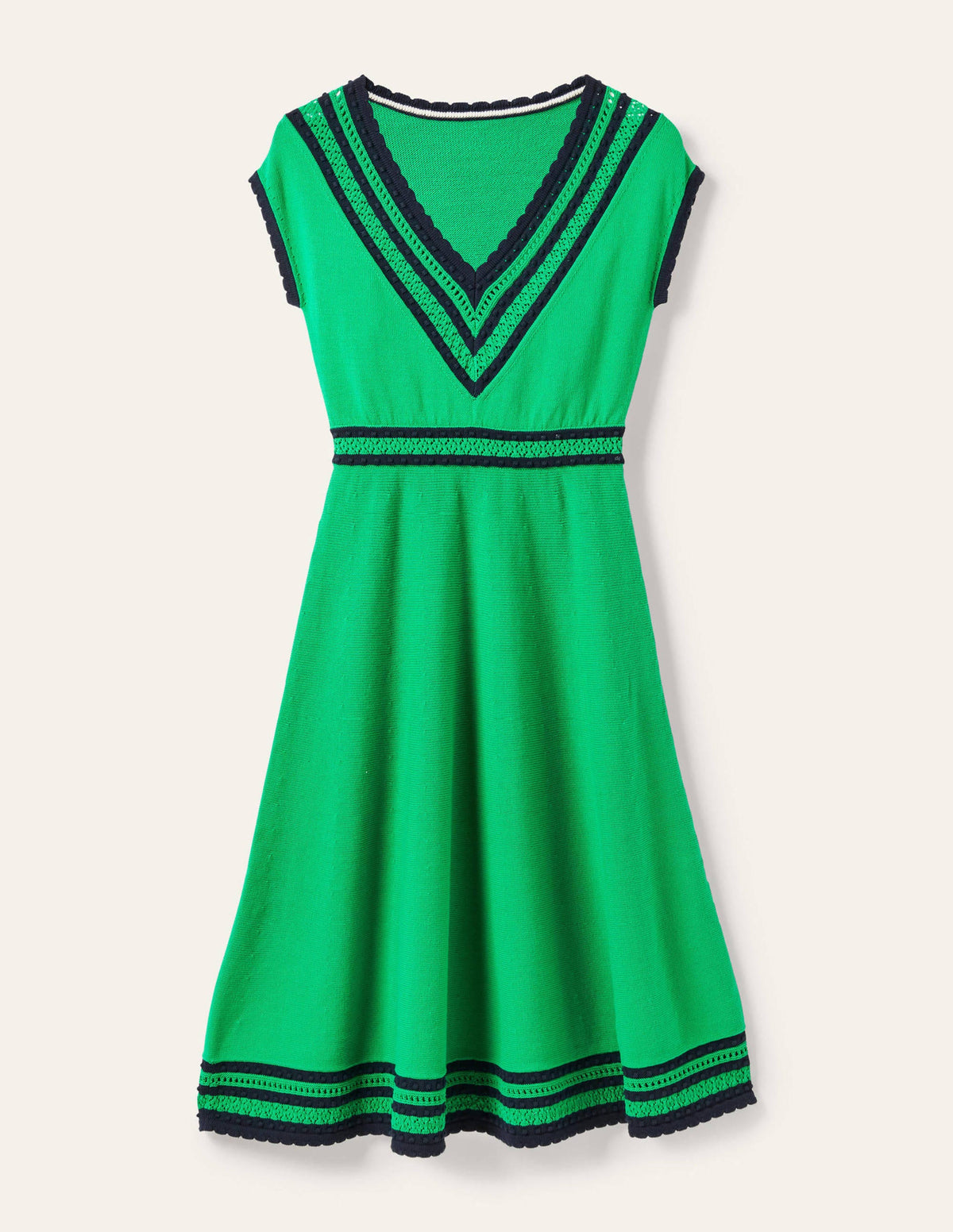 Trim Detail Knitted Midi Dress-Rich Emerald-5