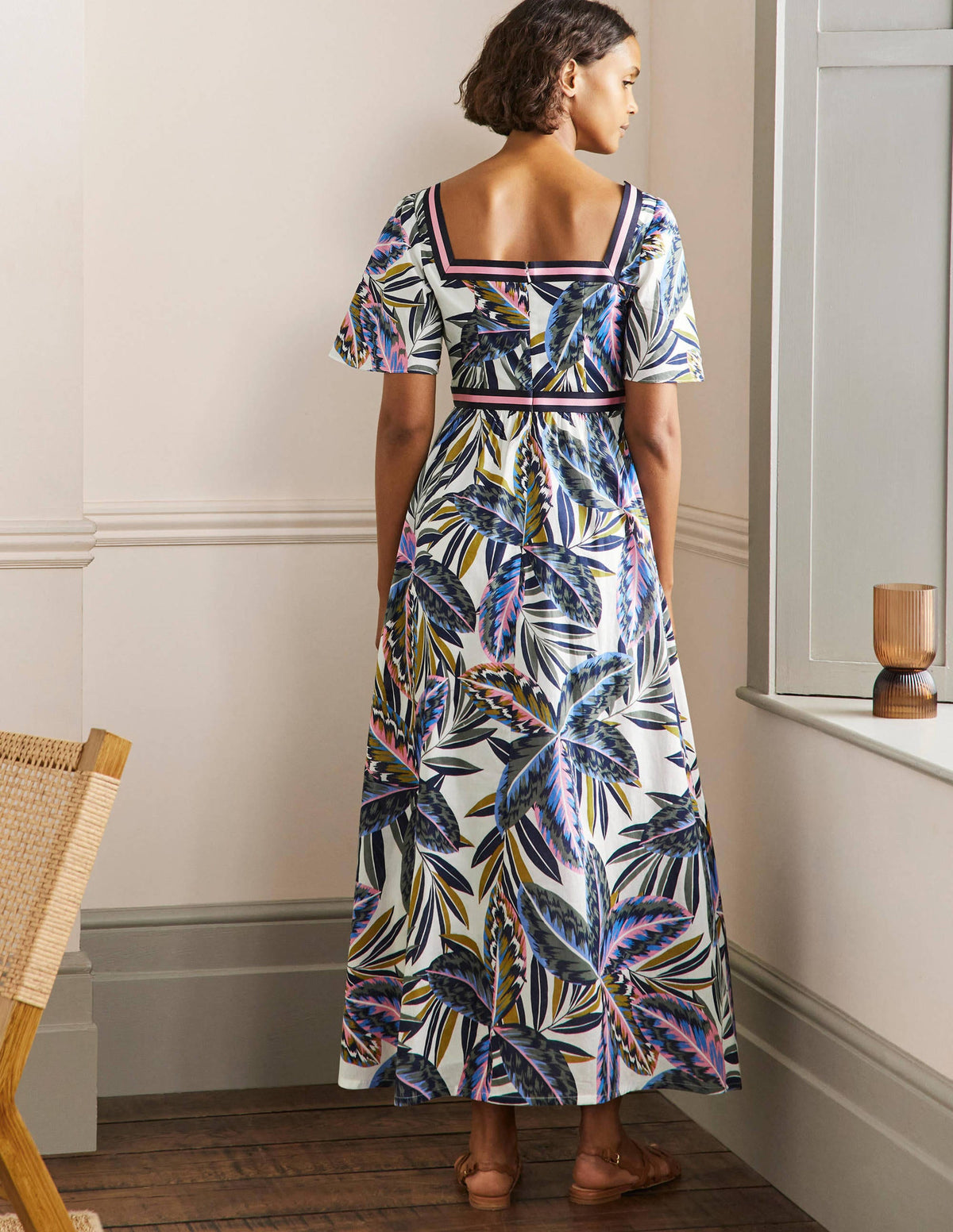 Stripe Detail Maxi Dress-Multi, Exotic Leaves-3