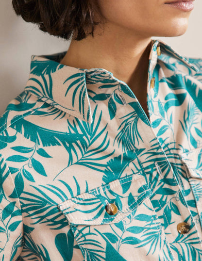 Belted Midi Shirt Dress-Milkshake, Tropic Foliage-2