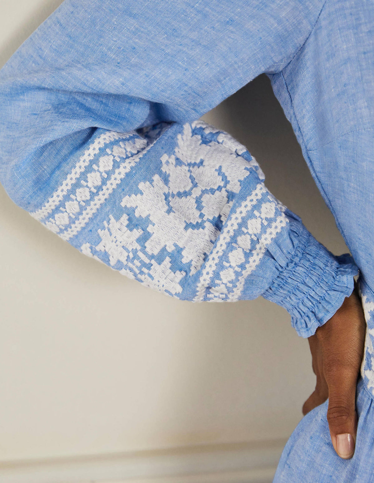 Nadia Embroidered Maxi Dress-Chambray-2