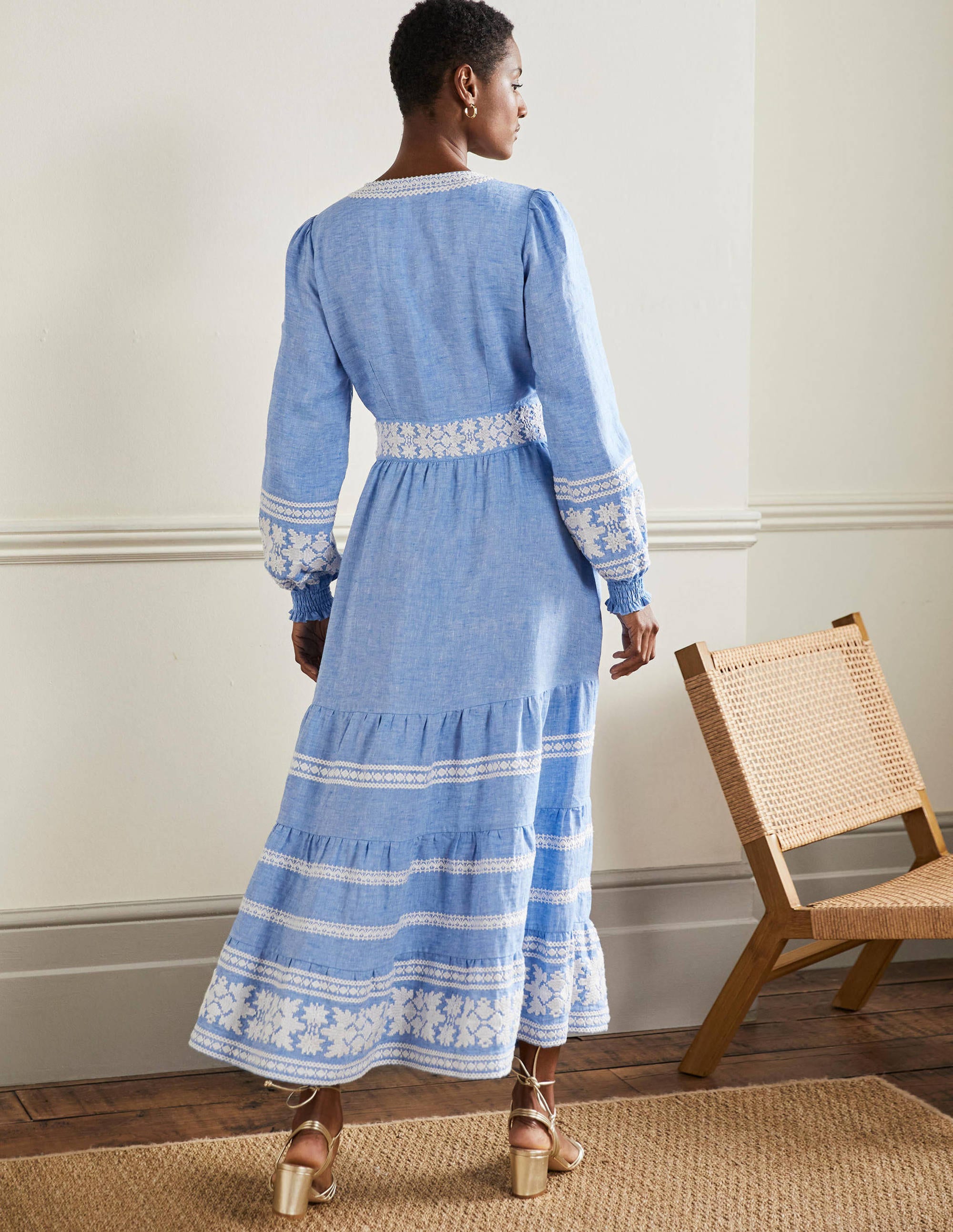 Nadia Embroidered Maxi Dress-Chambray - Image 3
