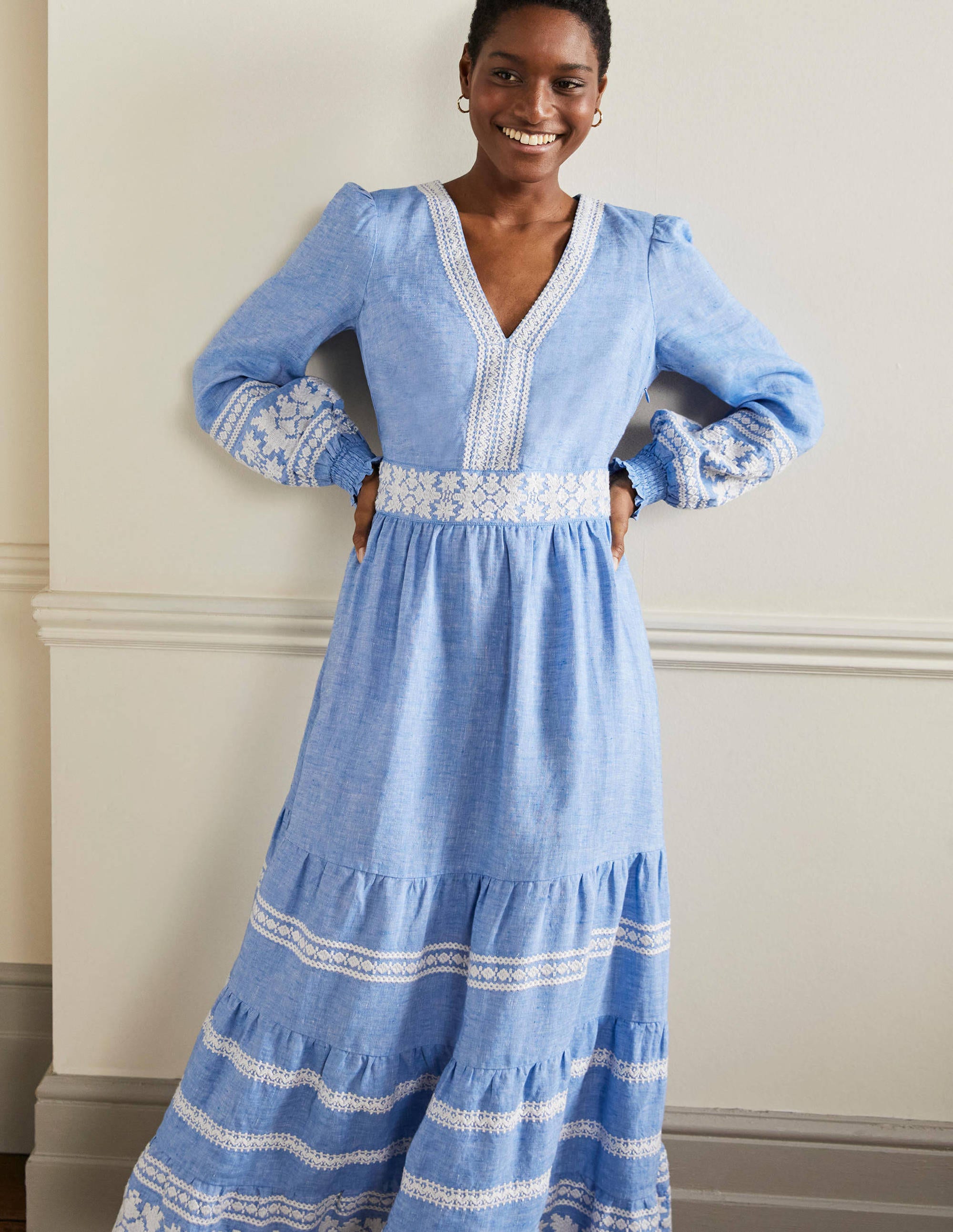 Nadia Embroidered Maxi Dress-Chambray - Image 4