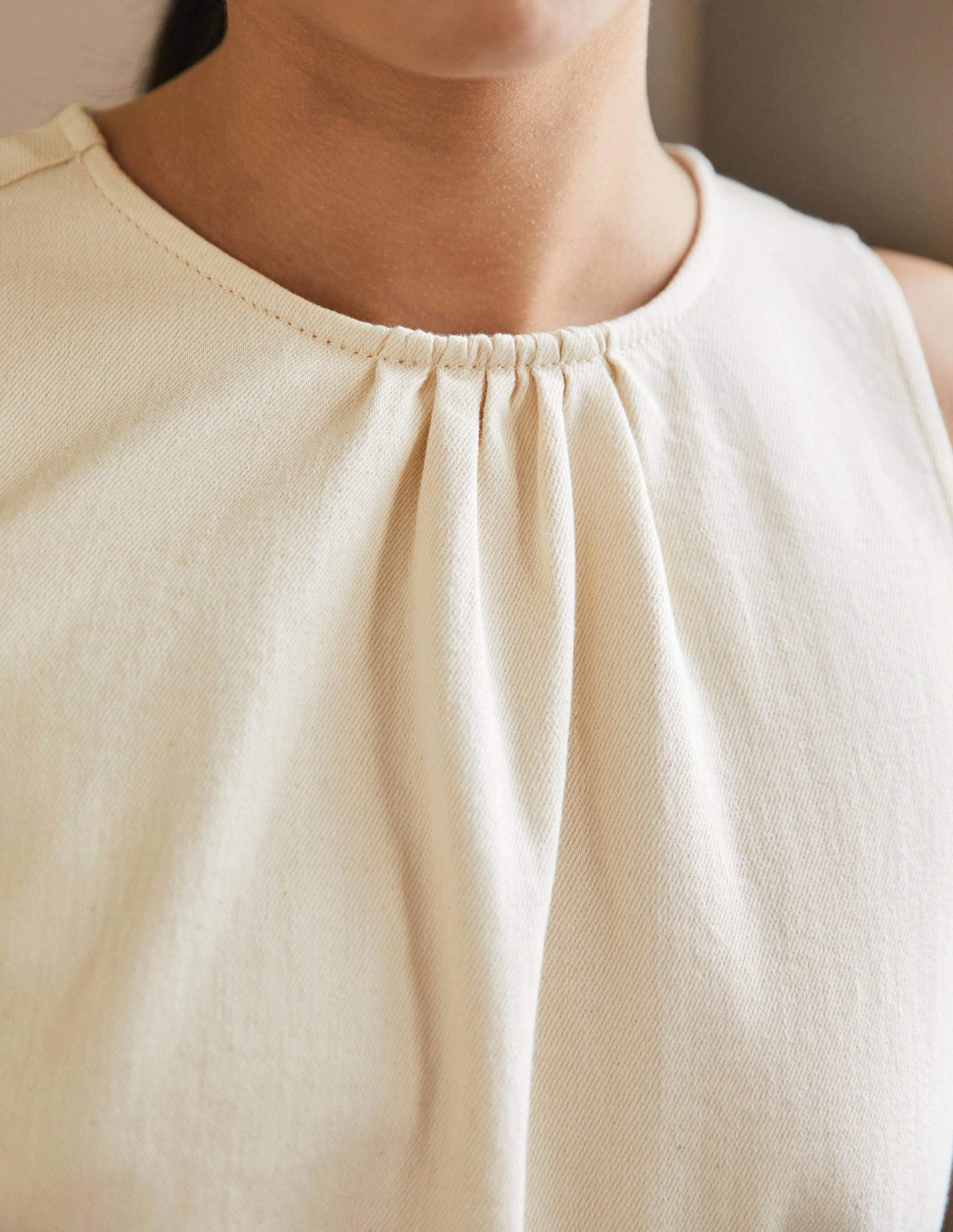 Sleeveless Belted Midi Dress-Ecru - Image 2