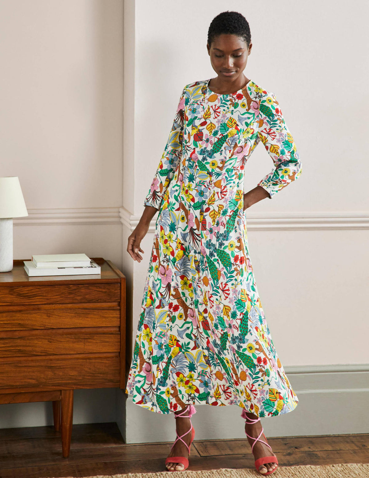 Crew Neck Maxi Dress-Multi, Exotic Paradise-1