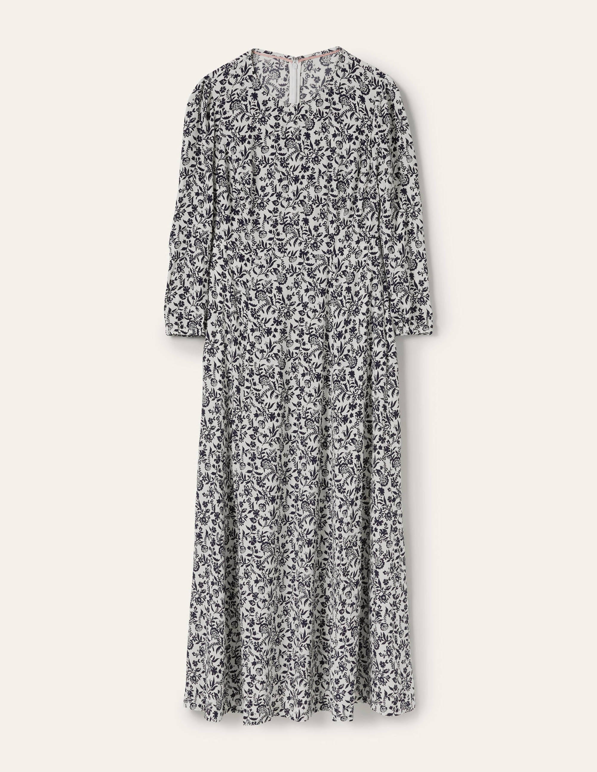 Crew Neck Maxi Dress-Navy, Flora Charm - Image 11