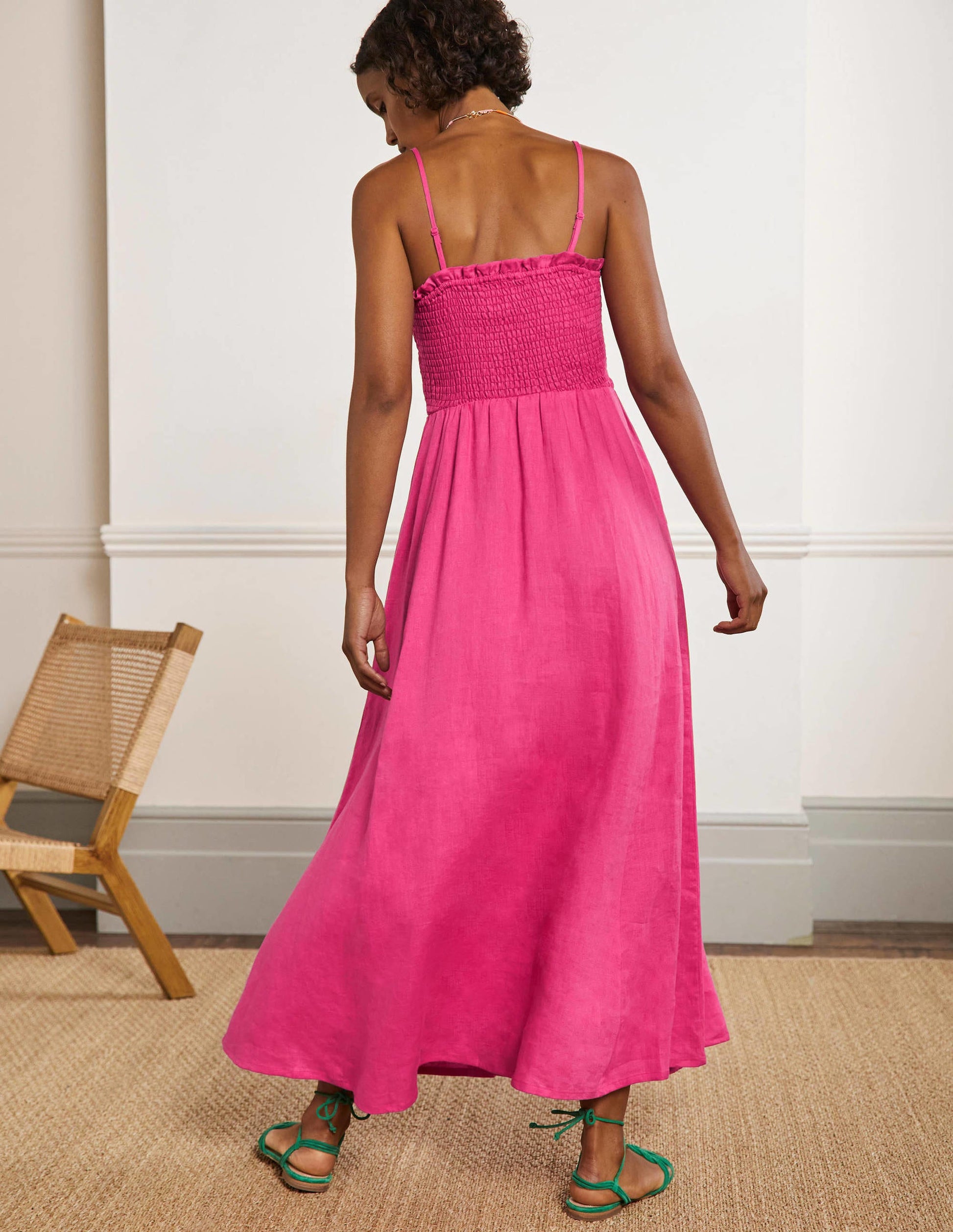Strapless Linen Midi Dress-Pop Pansy-3