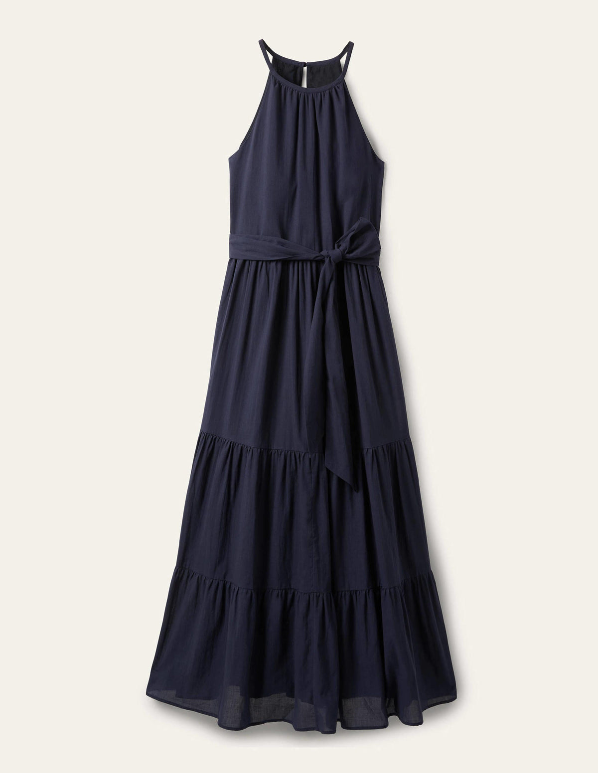 Halterneck Tiered Maxi Dress-Navy - Image 6