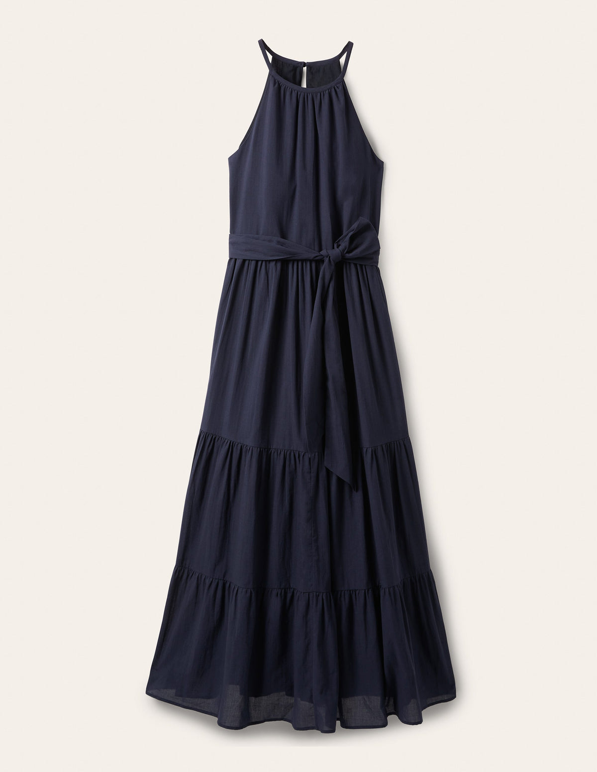 Halterneck Tiered Maxi Dress-Navy - Image 7
